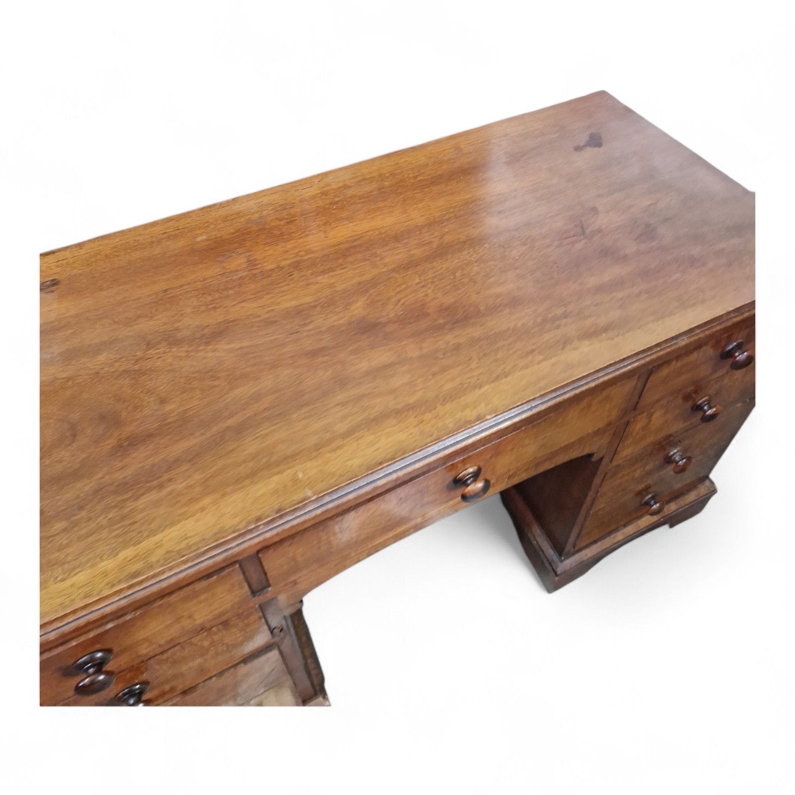 Victorian Mahogany Kneehole Desk Antique Writing Table 9 Drawer Pedestal Console photo buy