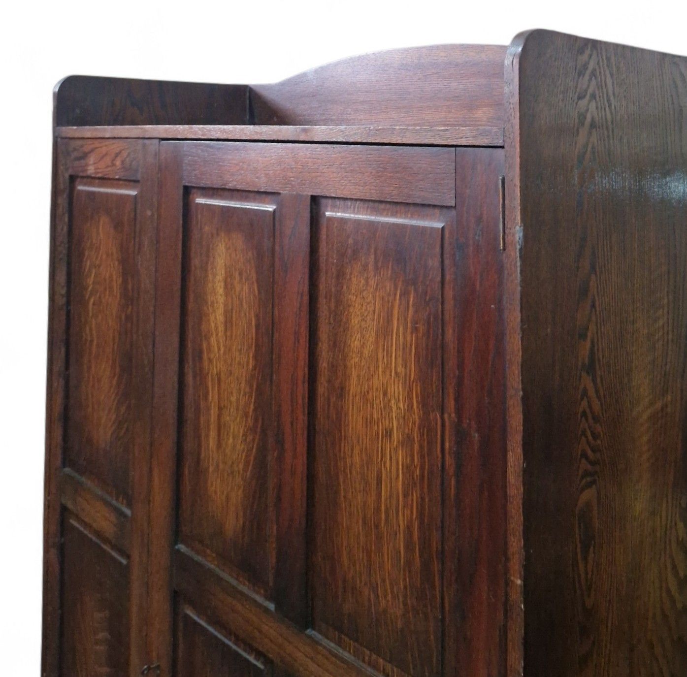 Arts & Crafts Oak Wardrobe Hall Cupboard Hanging Rail Hooks Storage Cabinet photo vinterior