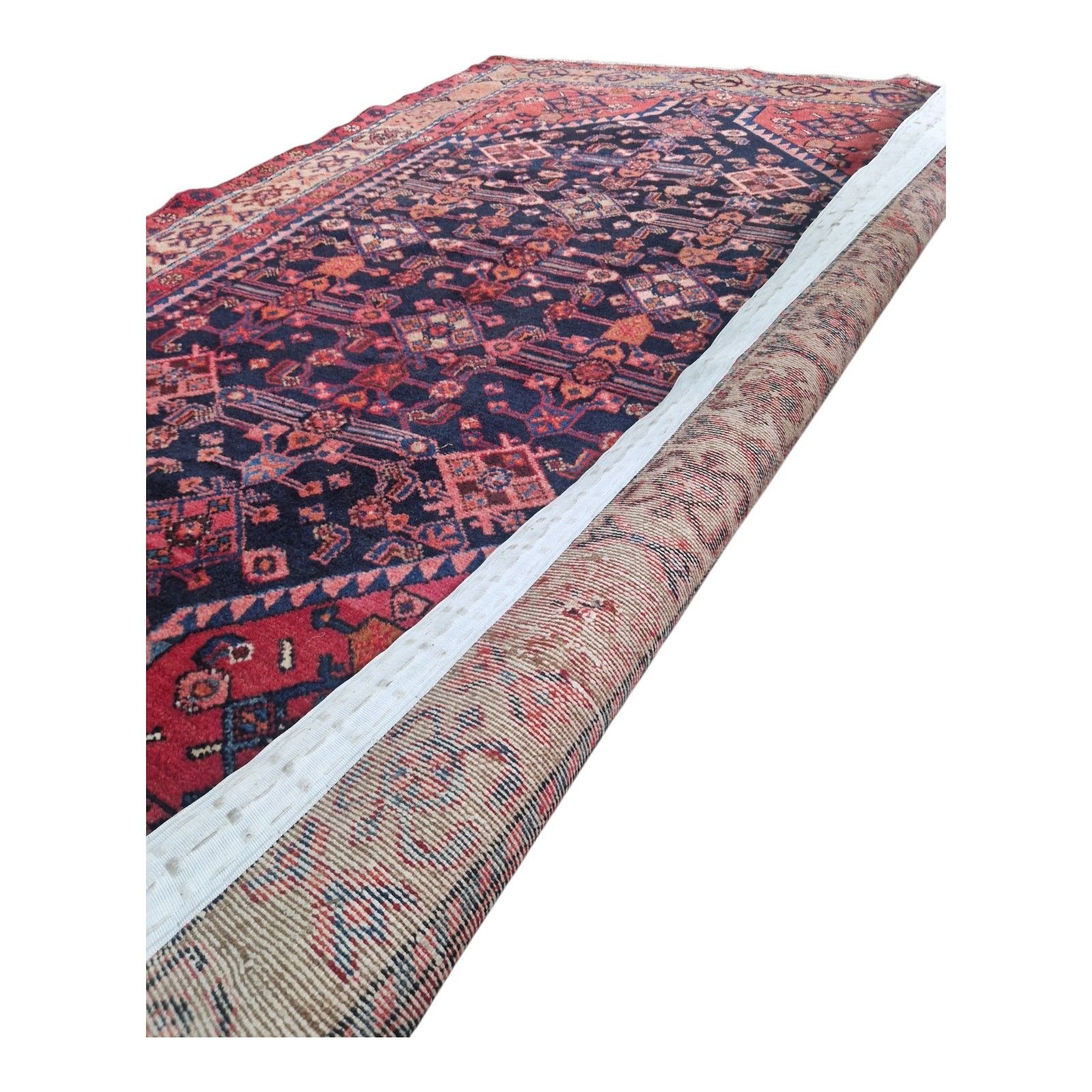 photo vinterior Antique Traditional Rug Red Pink Blue Geometric Carpet Thick Pile Decorative