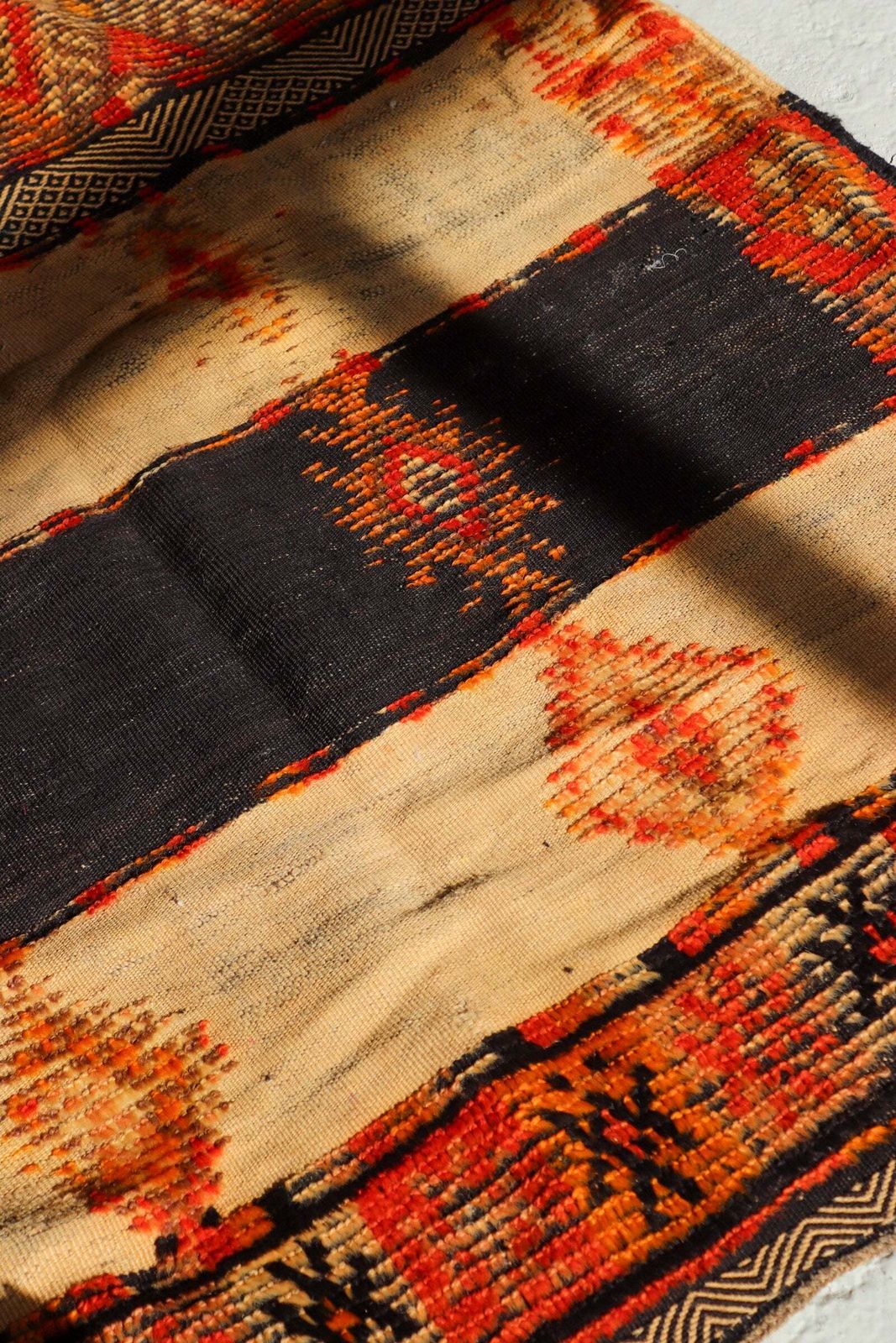 Antique Hanbel Rug | Charcoal & Terracotta With Diamond Motifs photo for sale