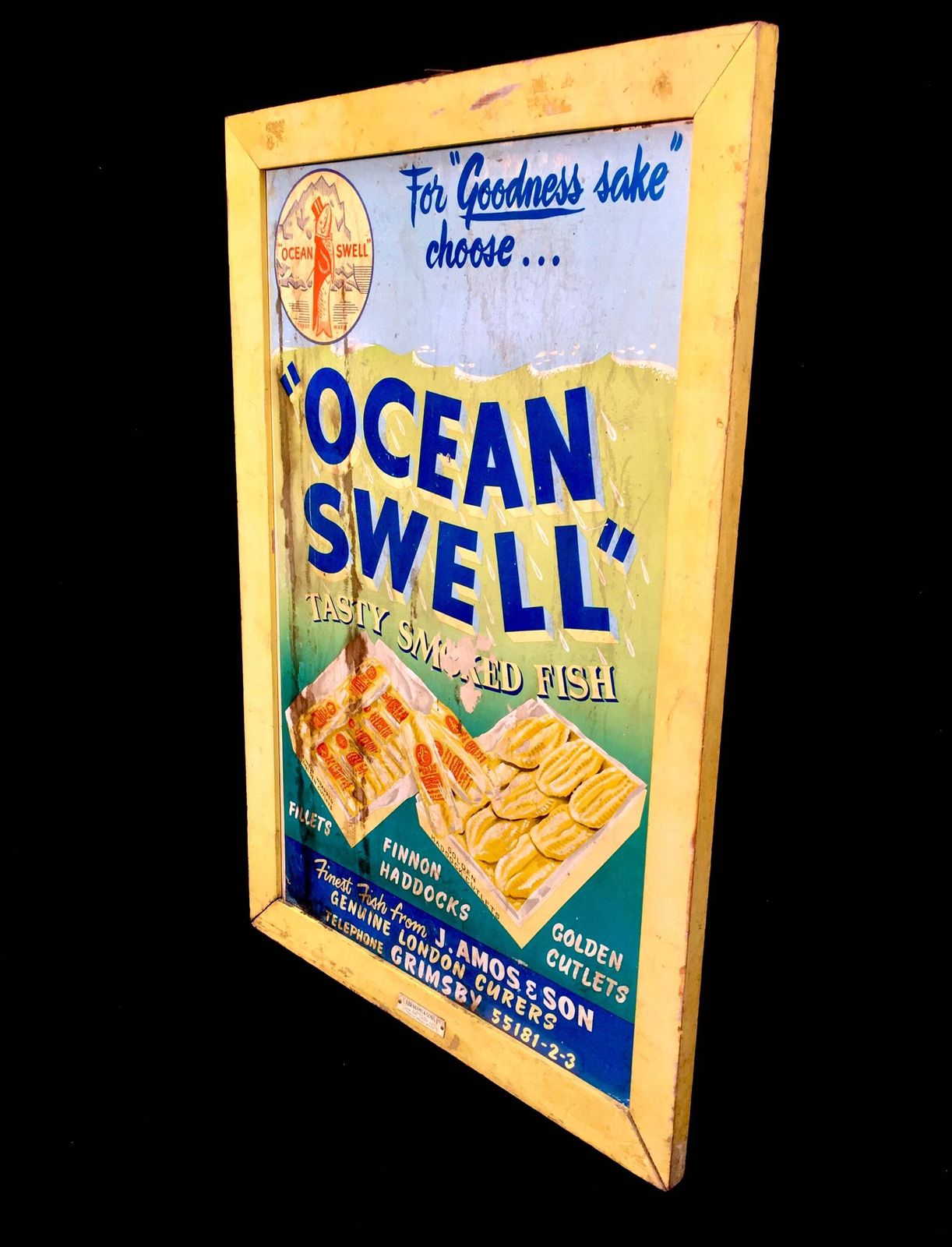 Antique Advertising   Wall Hanging Ocean Swell Grimsby Showcard Sign Poster