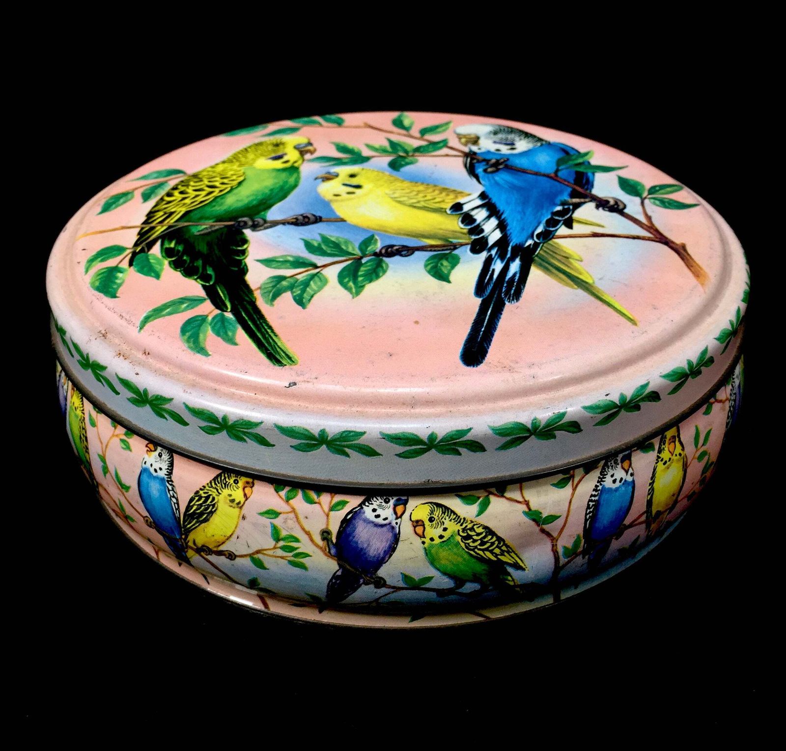 Antique Advertising   Peek Frean & Co Budgie Collectors Biscuit Tin Birds C.1950 photo furniture