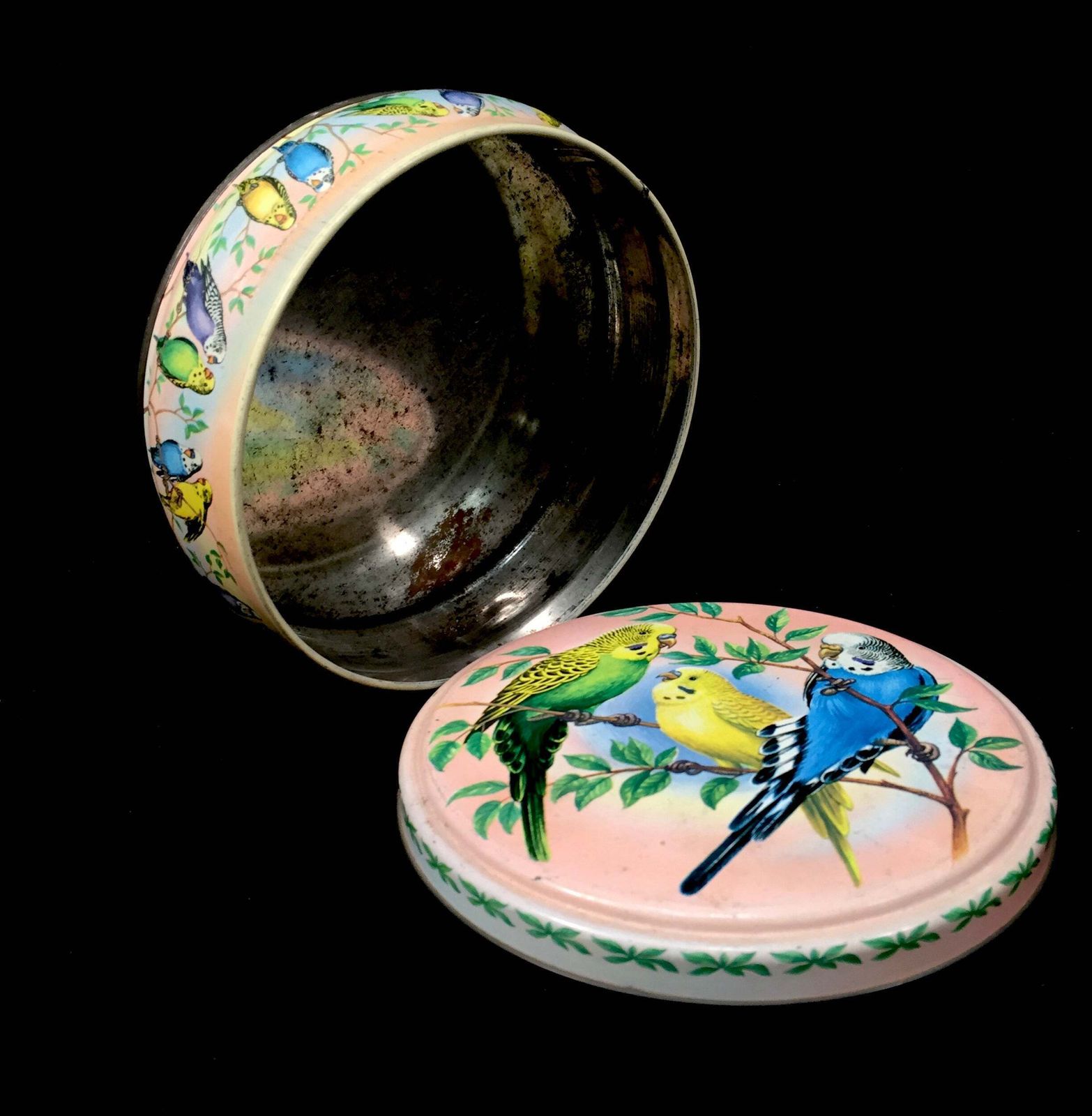 Antique Advertising   Peek Frean & Co Budgie Collectors Biscuit Tin Birds C.1950 photo 50.0