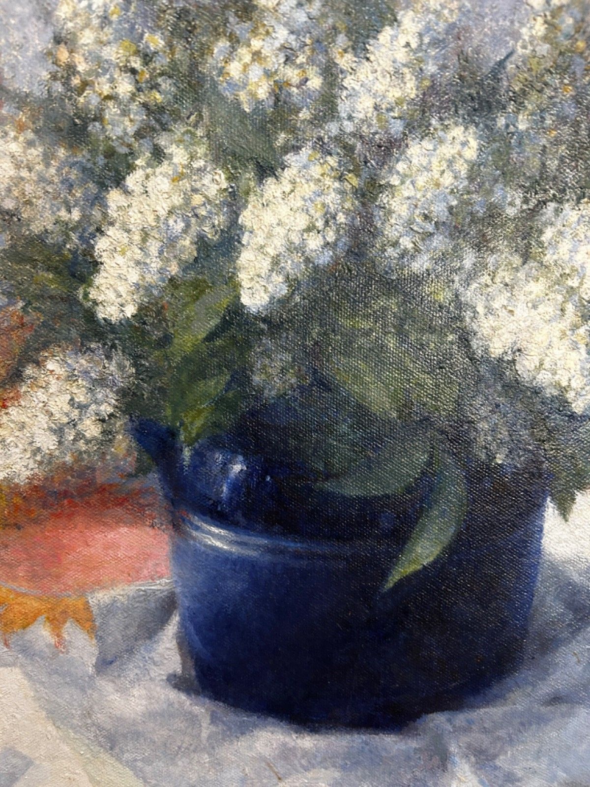 Oil On Canvas Still Life Lilac Spring Flowers Decorative Signed And Framed 1980 photo for sale