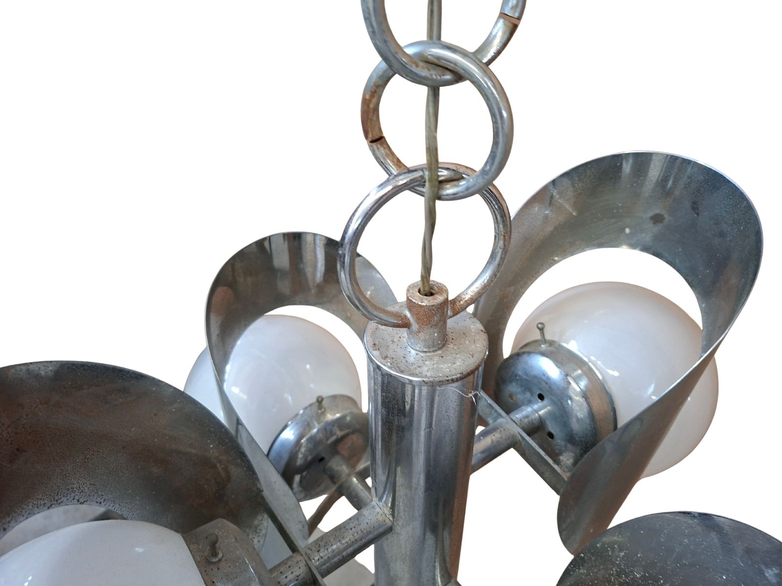 photo furniture Iconico Lampadario Vintage Anni '70 – Design "Space Age" In Ferro Cromato
