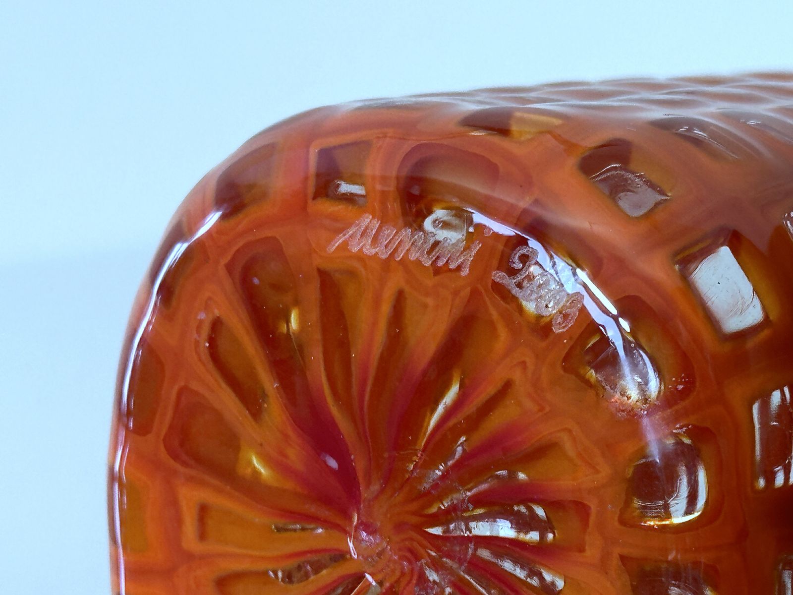 Venini Vase By Tobia Scarpa Mod. Occhi Red / Orange   Murano Glass photo buy