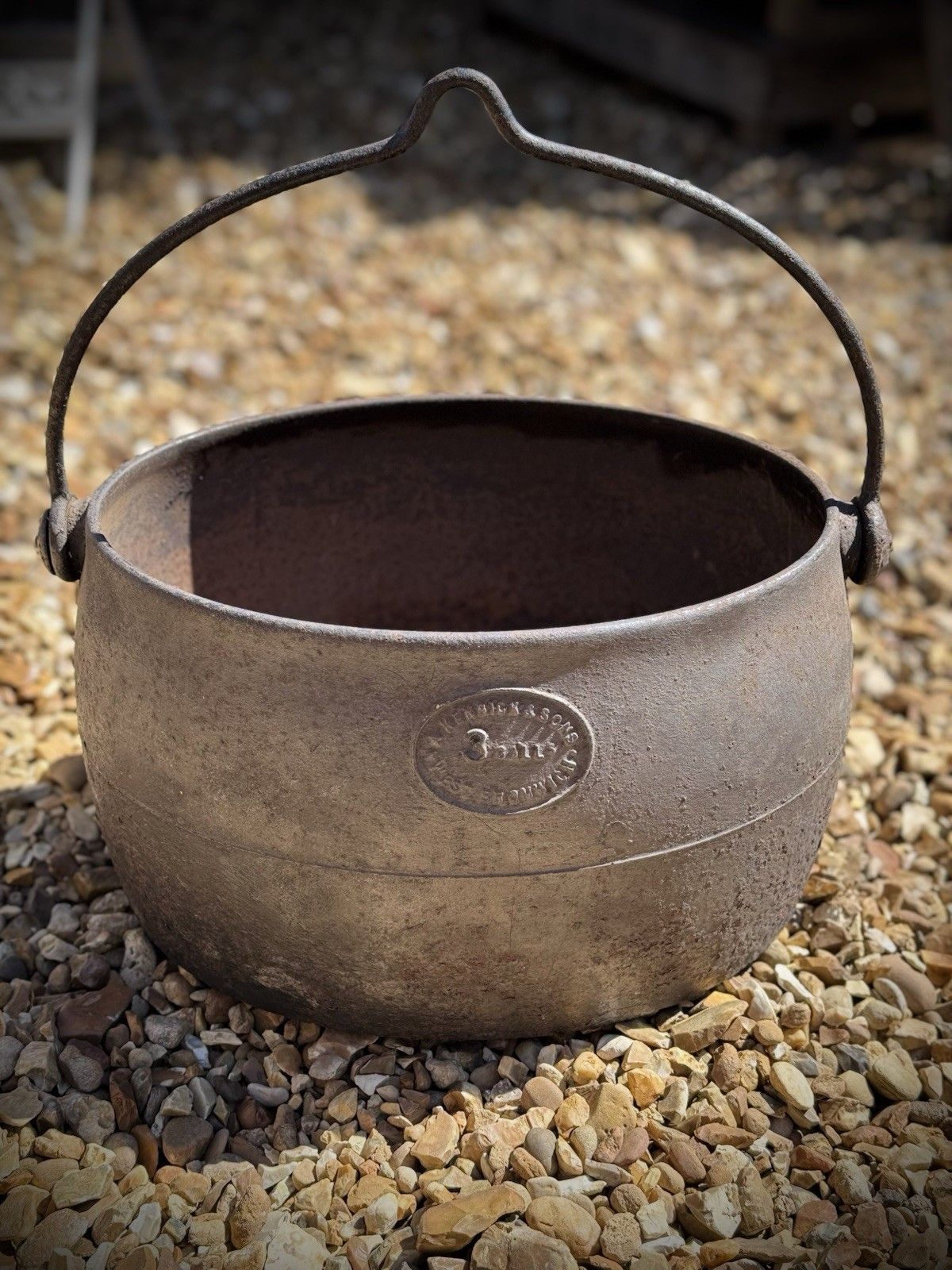 Antique A. Kendrick & Sons Cast Iron Cauldron /Planter/Log Holder