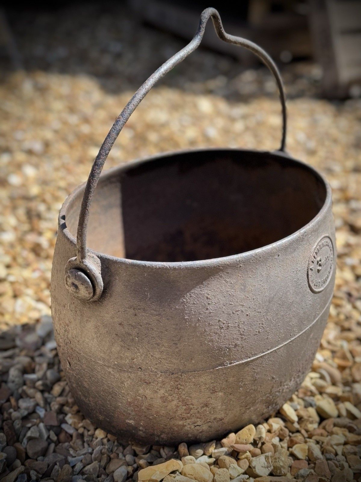 Antique A. Kendrick & Sons Cast Iron Cauldron /Planter/Log Holder photo for sale