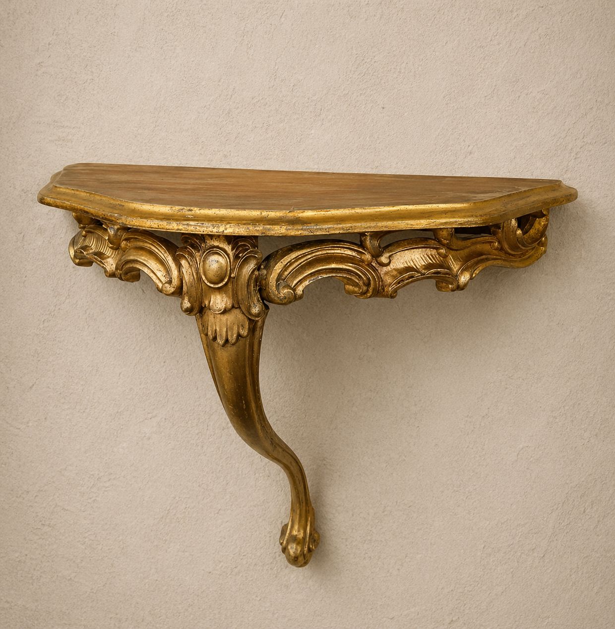 20th Century Gilt Polymer Console Table In The Louis XV Style