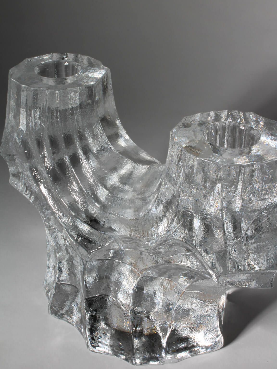 Christer Sjögren Brutalist Crystal Candle Holder, 1960s, Signed photo furniture