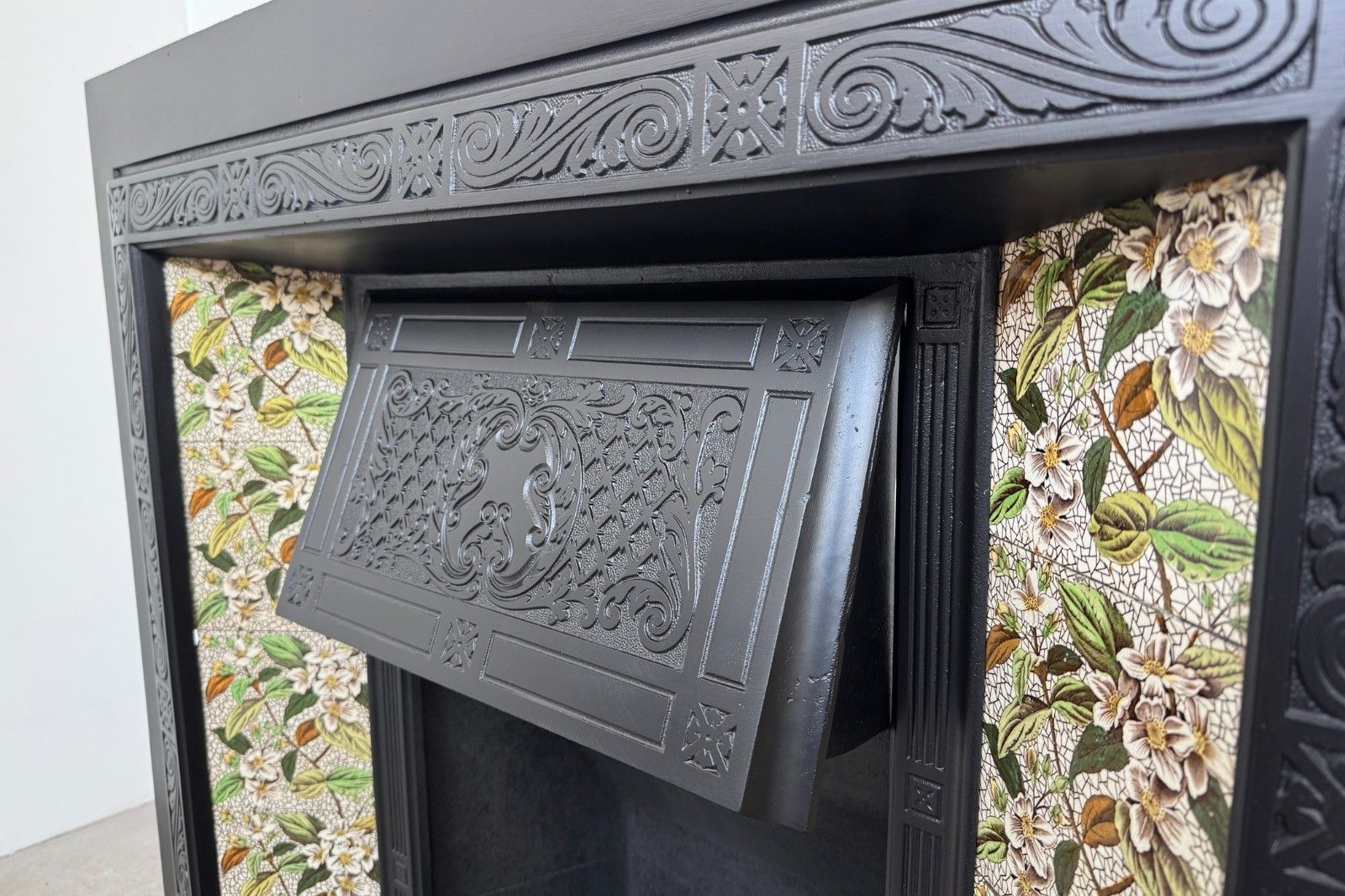 Fireplace Grate Antique Victorian 19th Century Black Cast Iron 1897 1901 photo Home Fixtures