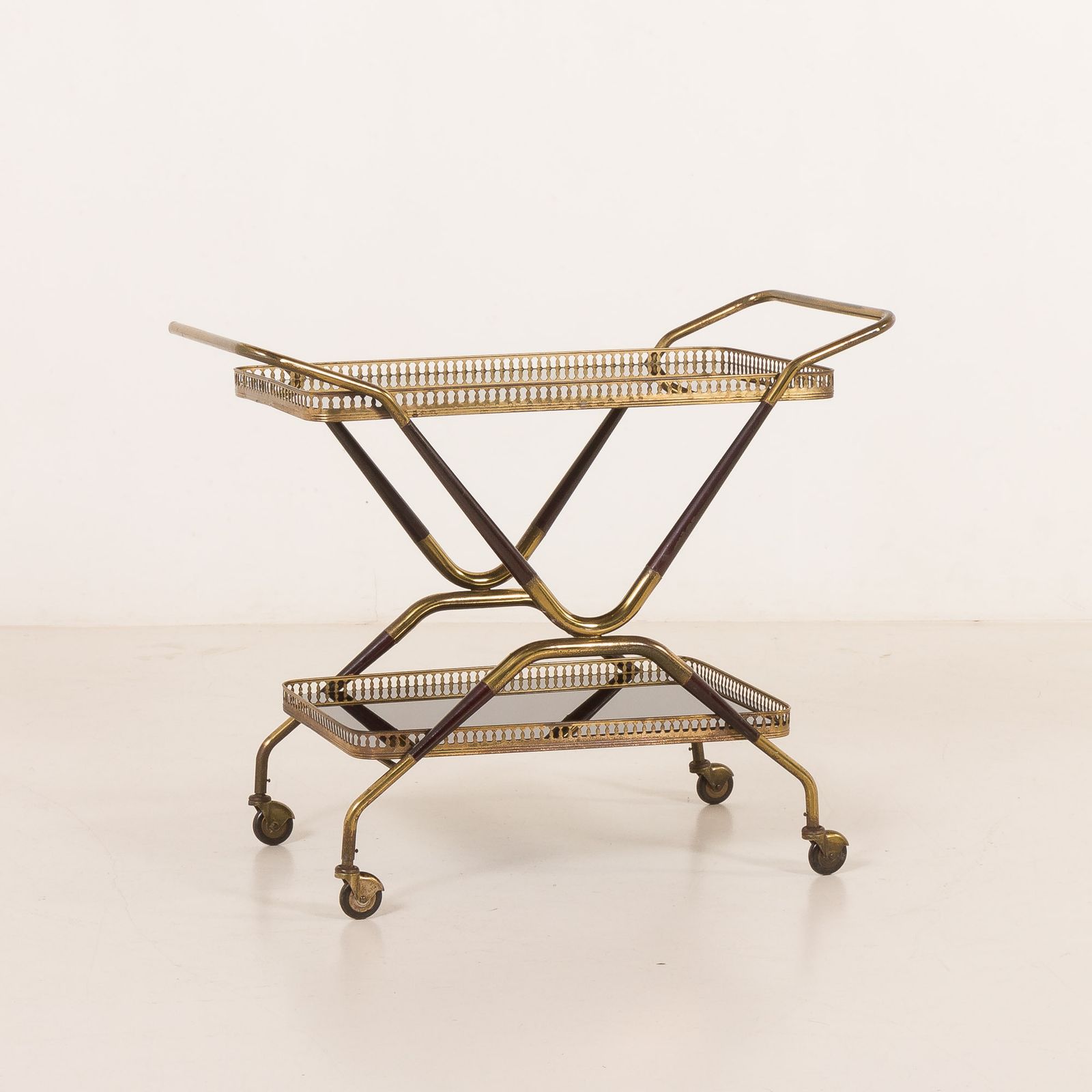 Italian Mid Century Brass Bar Cart, Serving Trolley, 1960s photo for sale