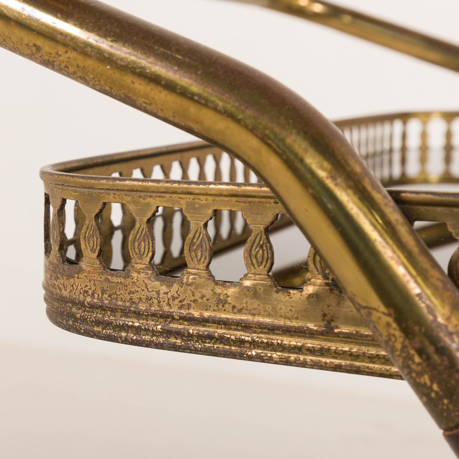 Furniture Italian Mid Century Brass Bar Cart, Serving Trolley, 1960s photo