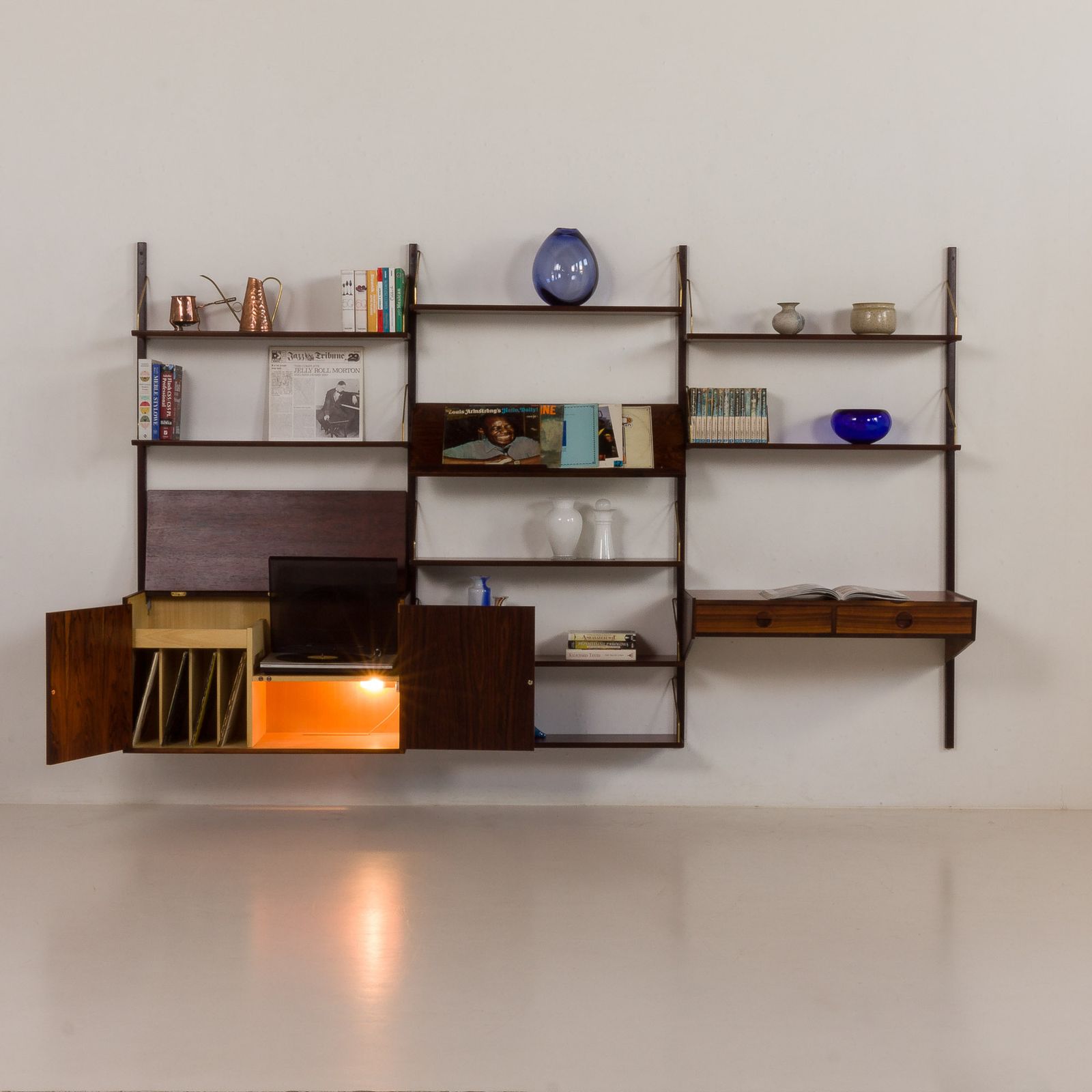 Hansen And Guldborg Rosewood Wall Unit With A Desk, Denmark 1960s photo 4220.0