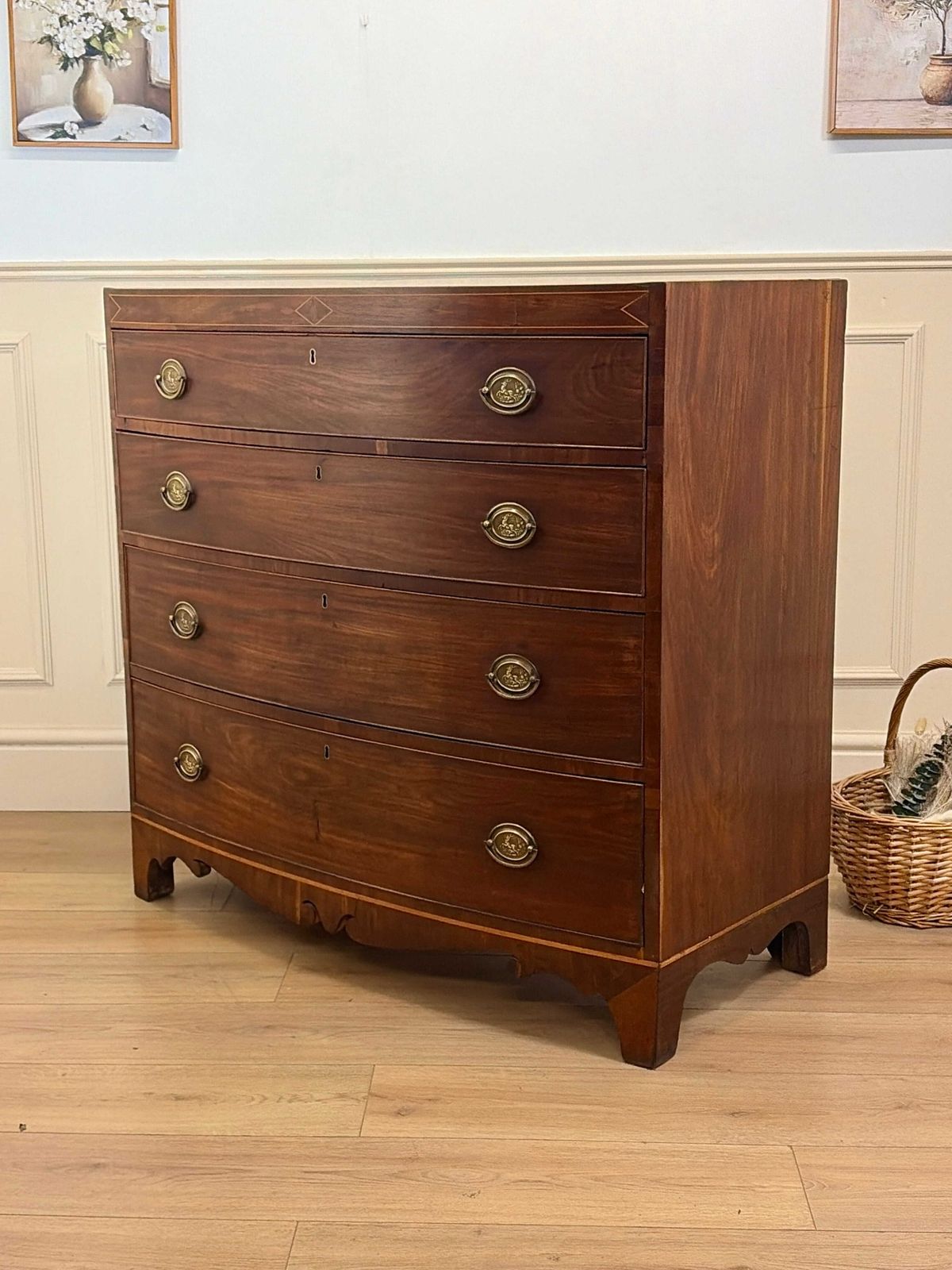Antique Country Regency Bow Fronted Chest Of Drawers photo vinterior