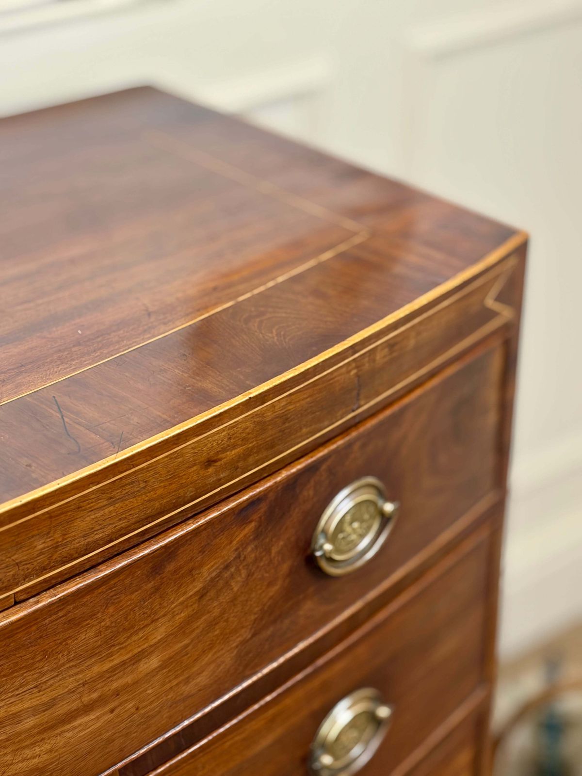 Furniture Antique Country Regency Bow Fronted Chest Of Drawers photo
