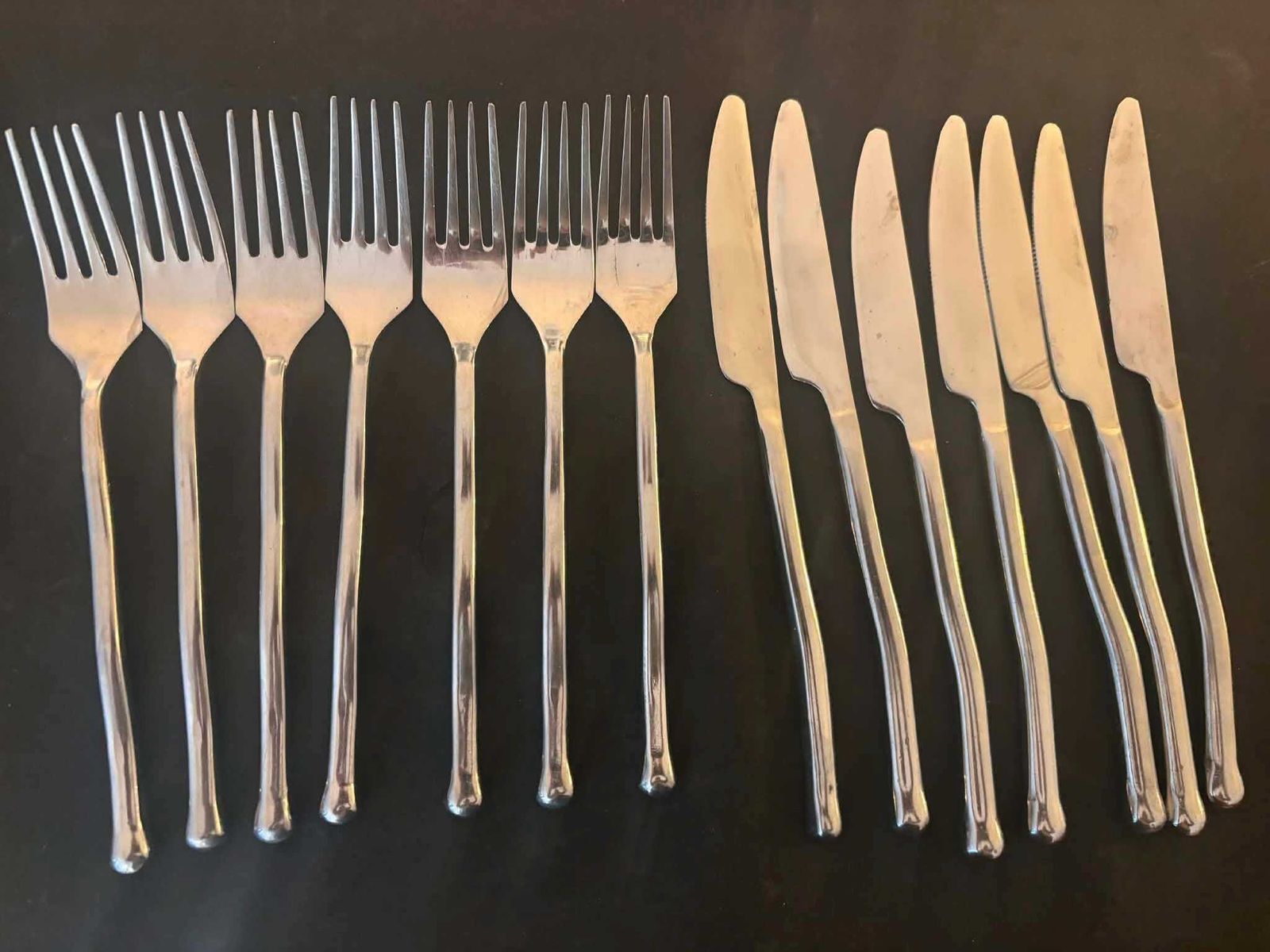 French Twisted Flatware Set For 7, Brutalist Medieval Style photo Home Decor