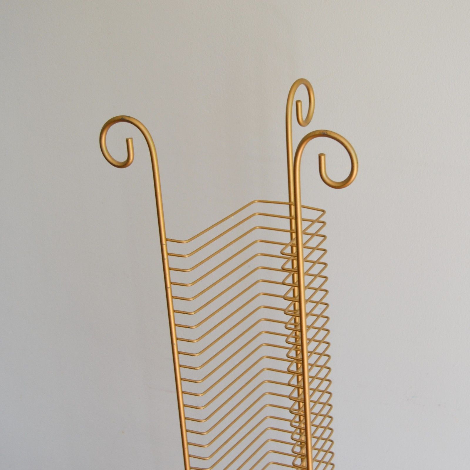 Vintage 1990s Cd Rack, Gold Wire Cd Tower, Swirl Wire Metal 60 Cds photo furniture