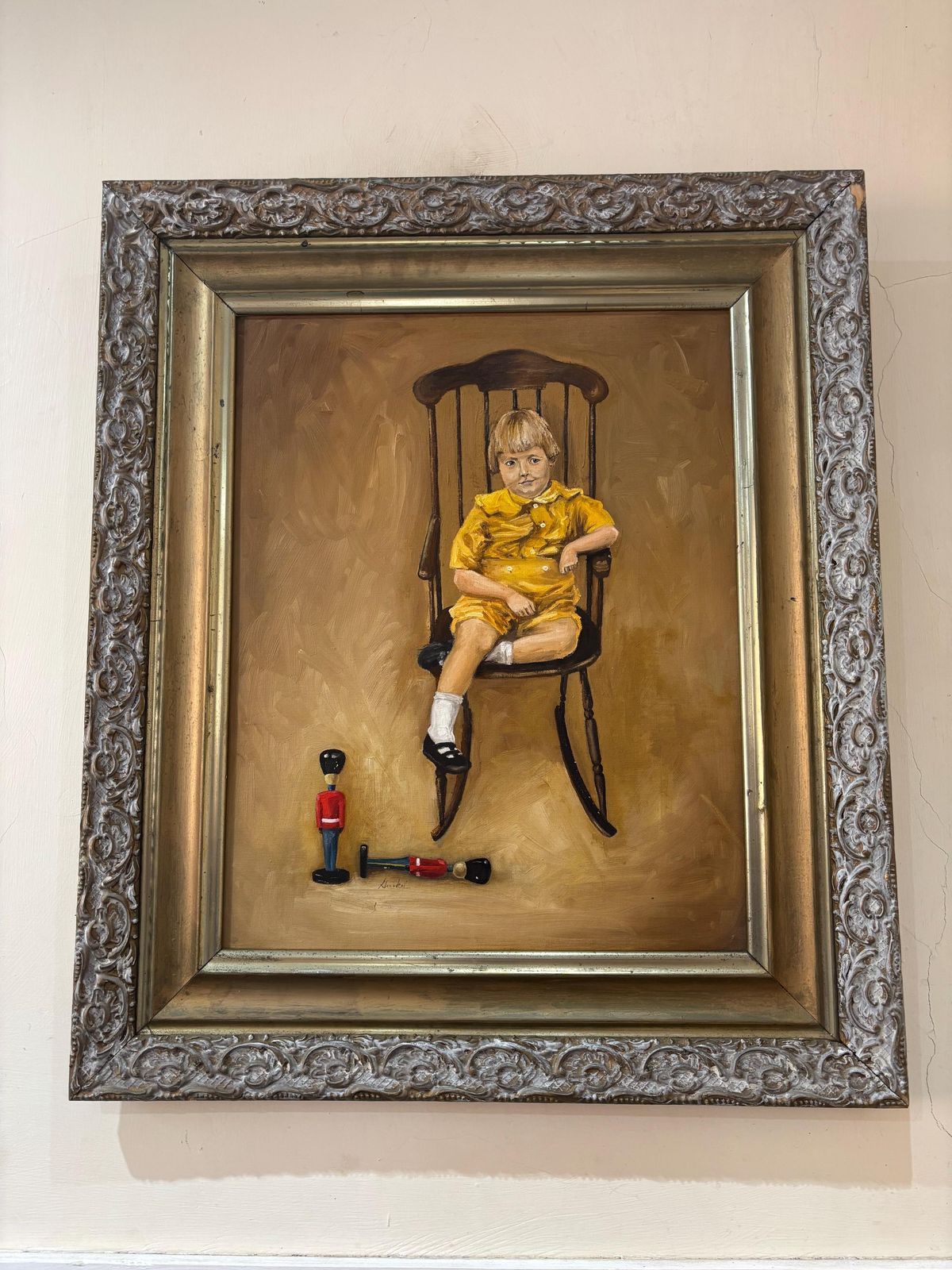 Oil Painting On Canvas Board Of A Young Child Titled "Dad" Signed Susan Gunkel