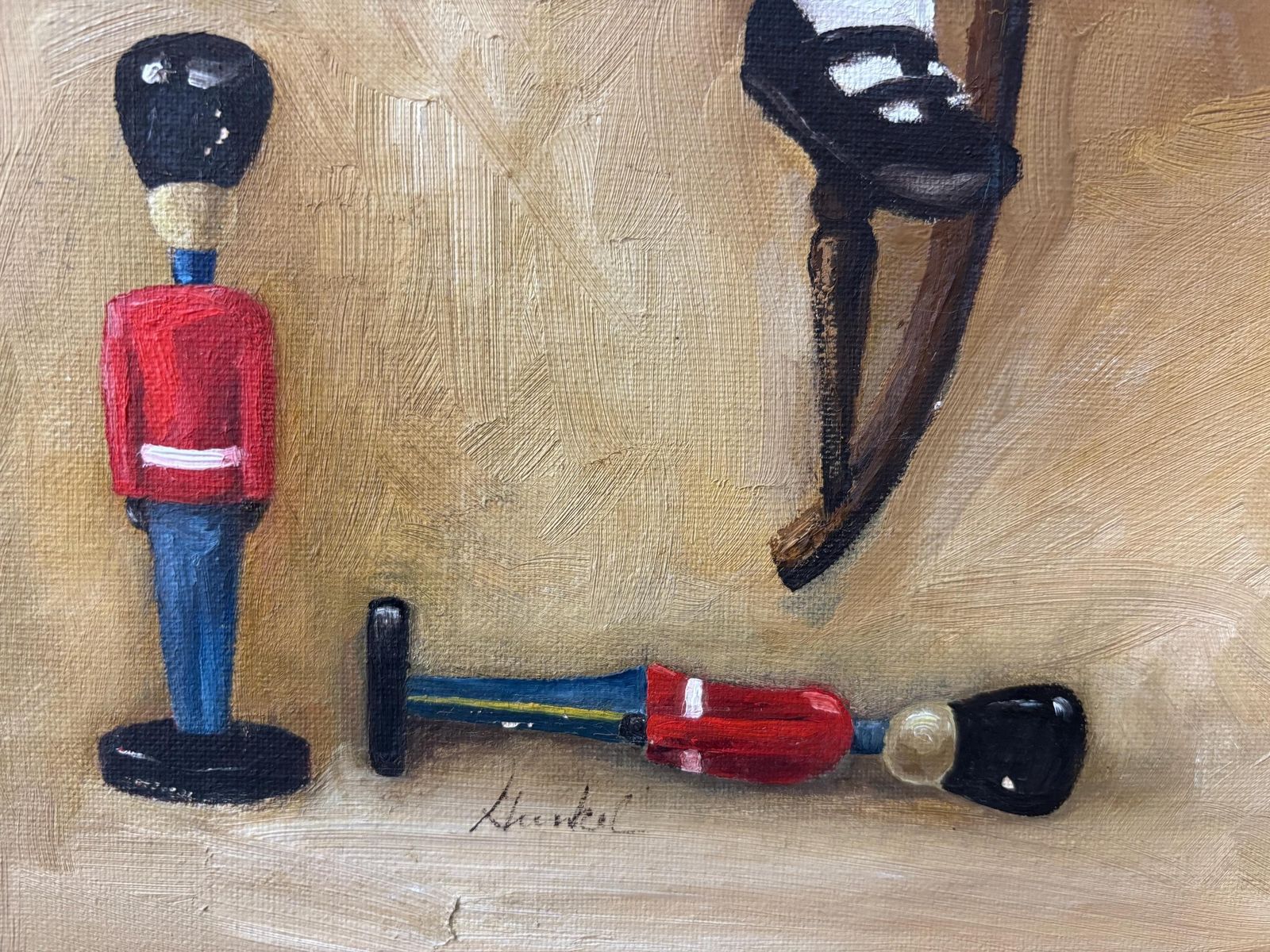 Oil Painting On Canvas Board Of A Young Child Titled "Dad" Signed Susan Gunkel photo for sale