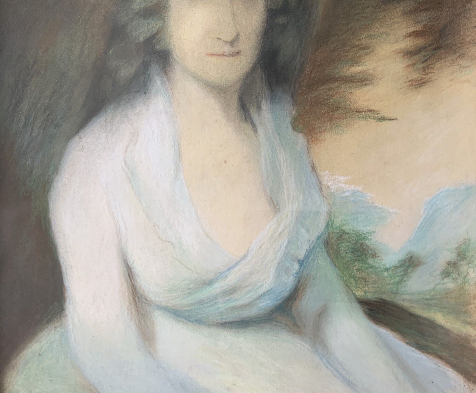 Antique Regency Portrait Painting Female Model Pastel & Gouache Circa 1830s photo 389.0