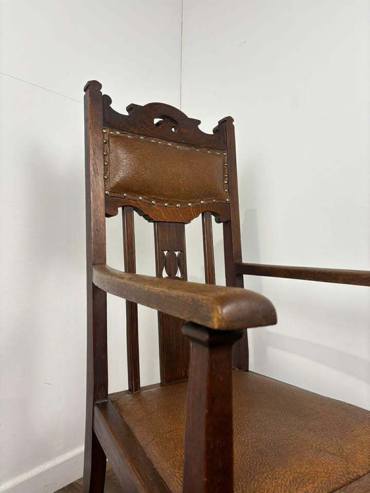 Art Nouveau Oak  Armchair, 1900s photo for sale