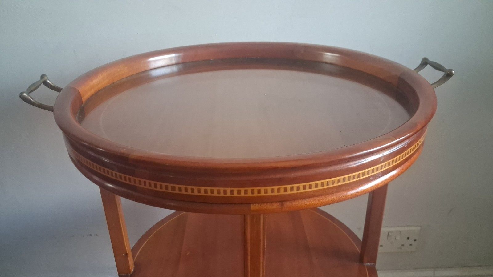Elegant Edwardian Mahogany 3 Tier Butlers Tray Top Drinks /Side/Occasional Table photo vintage
