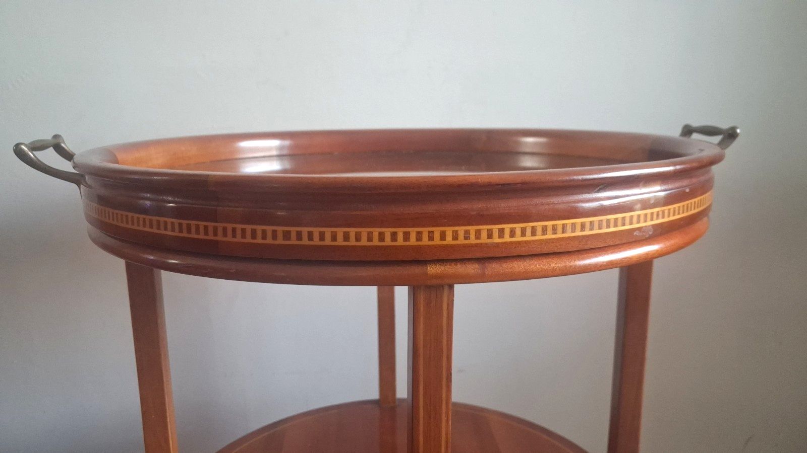 photo buy Elegant Edwardian Mahogany 3 Tier Butlers Tray Top Drinks /Side/Occasional Table