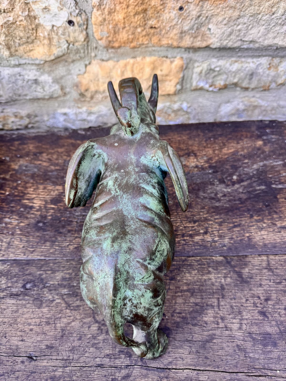 Vintage Bronze Elephant Figurine With Verdigris Patina photo for sale