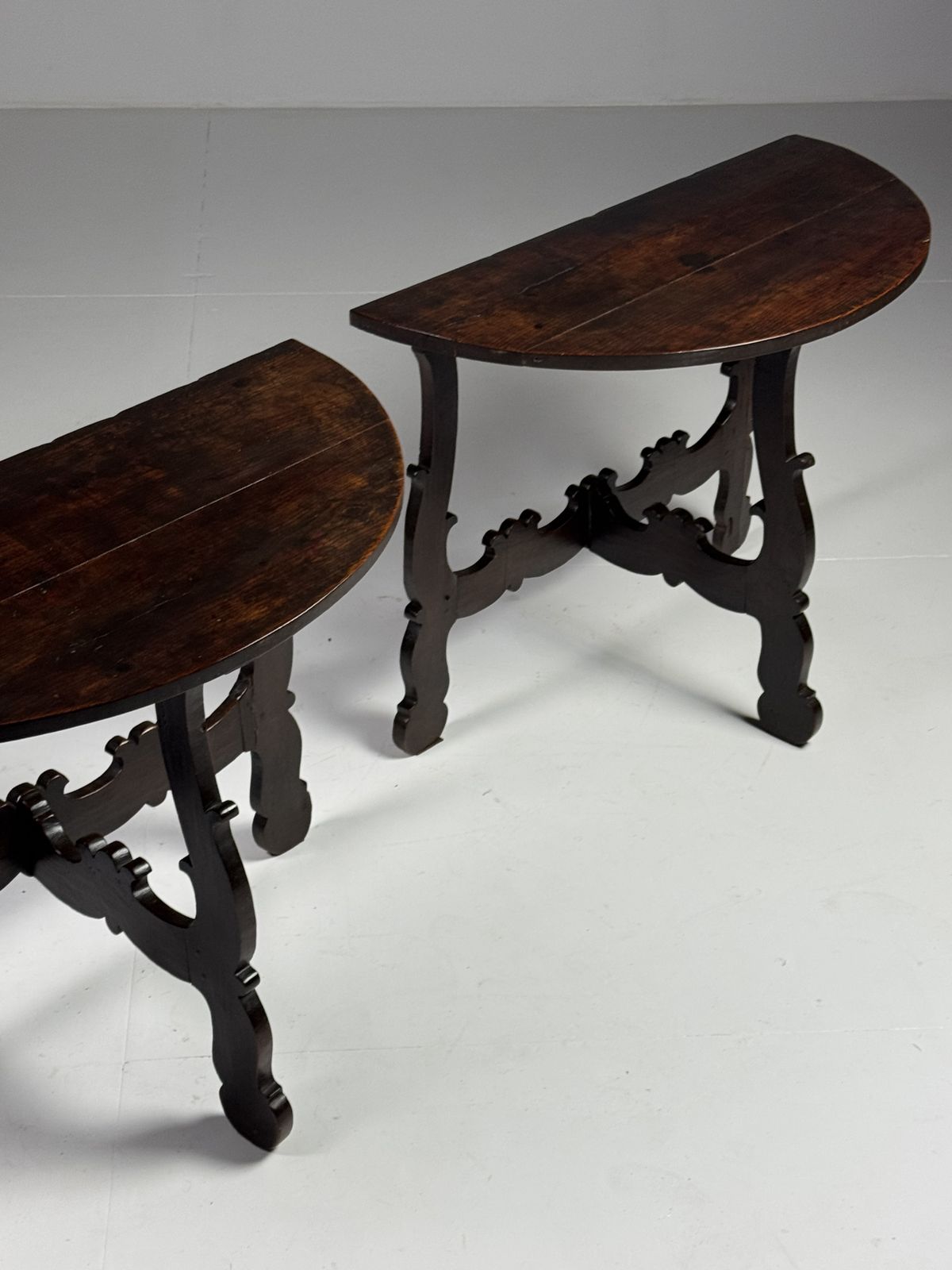 photo furniture Set Of 2 Italian Demi Lune Tables