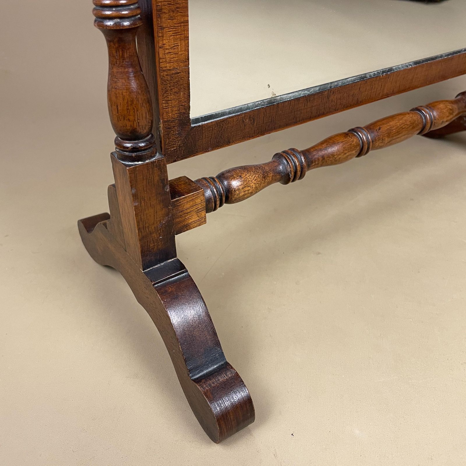 Antique Wooden Dressing Table Mirror Adjustable Tabletop Freestanding Stand Edwardian Small Cheval Make Up Shaving Mirror photo for sale