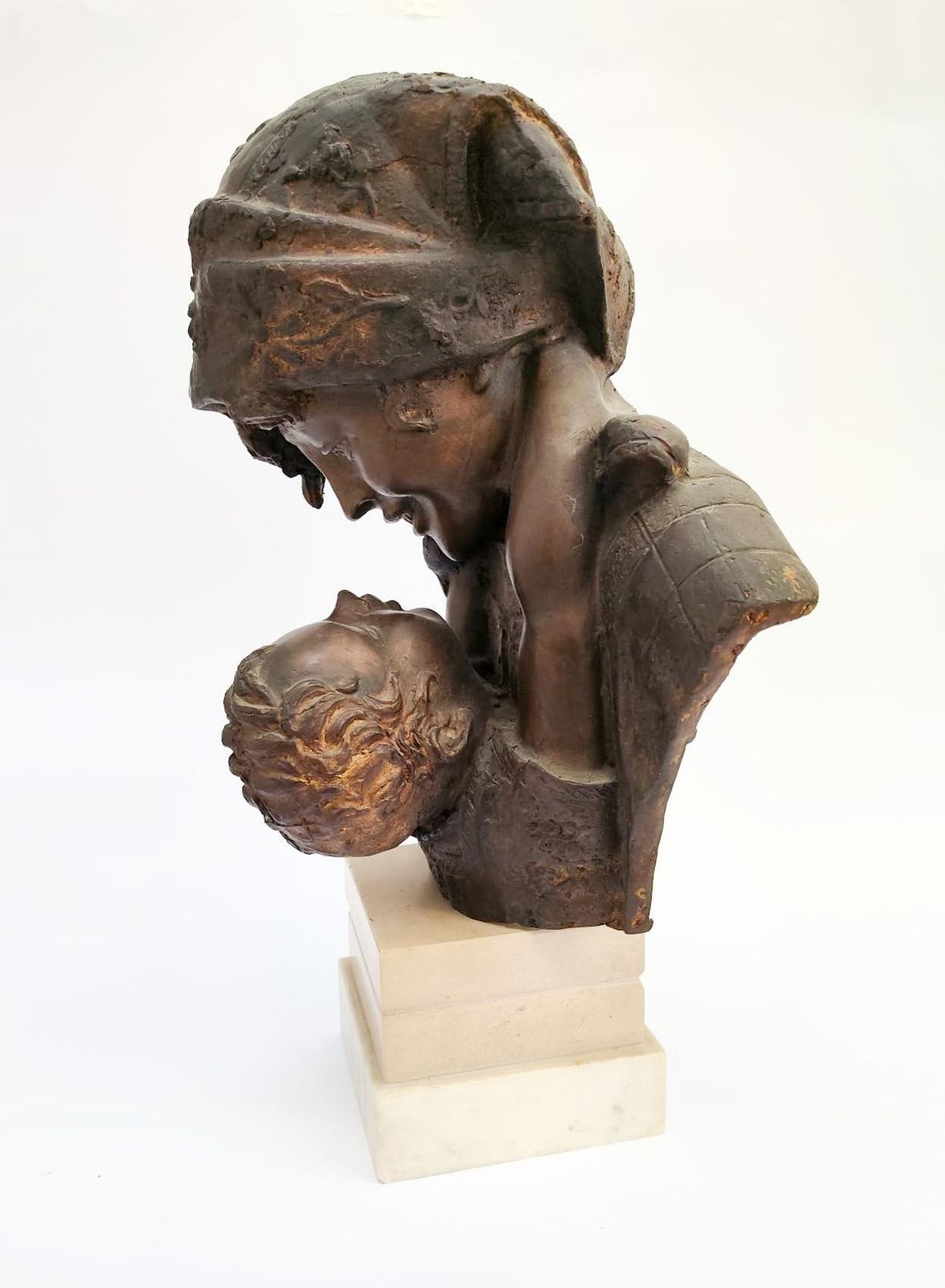 Antonio Merente Bronze Sculpture Maternity On A Vintage Marble Base From The 1970s photo for sale