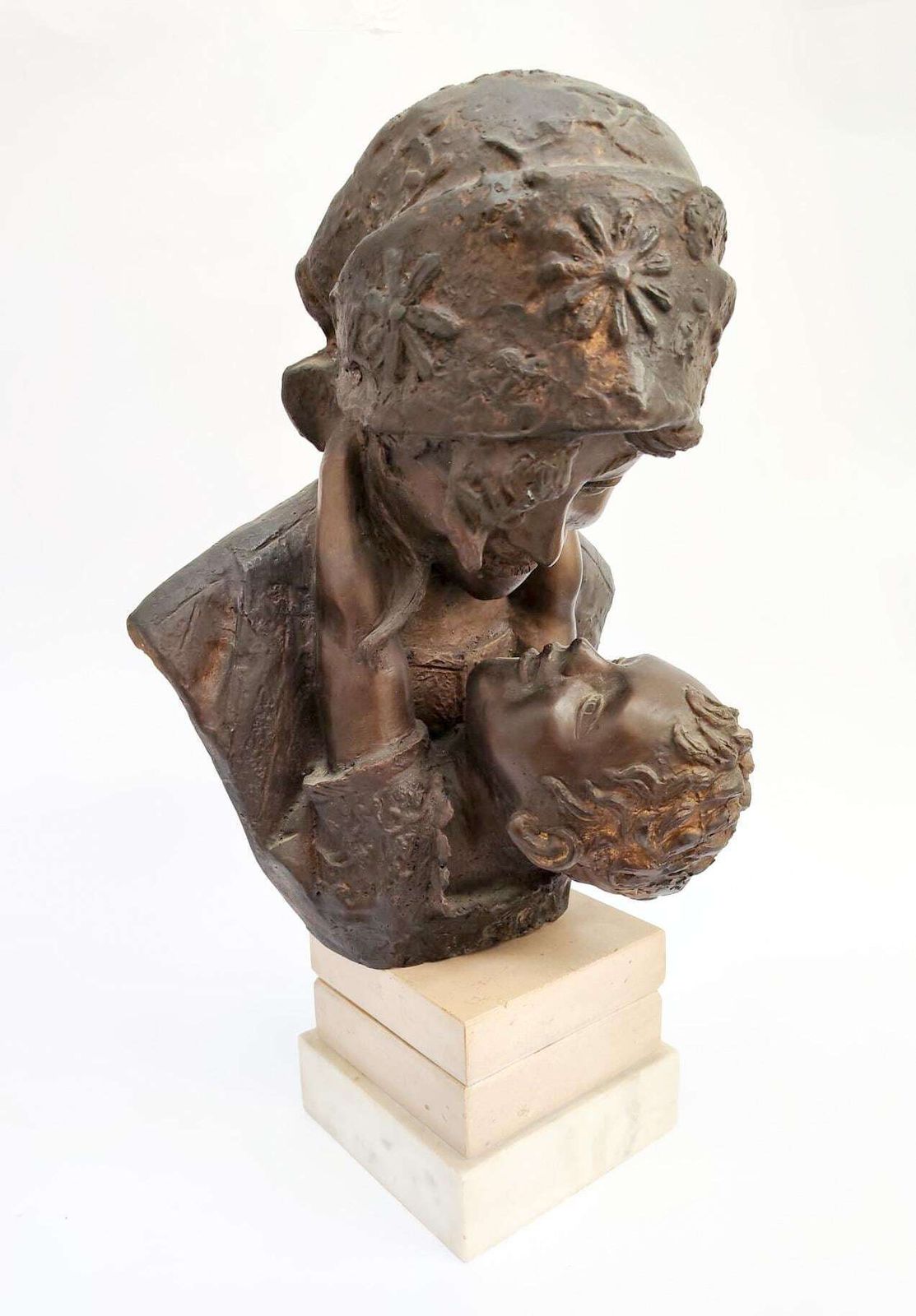 Antonio Merente Bronze Sculpture Maternity On A Vintage Marble Base From The 1970s photo 357.0