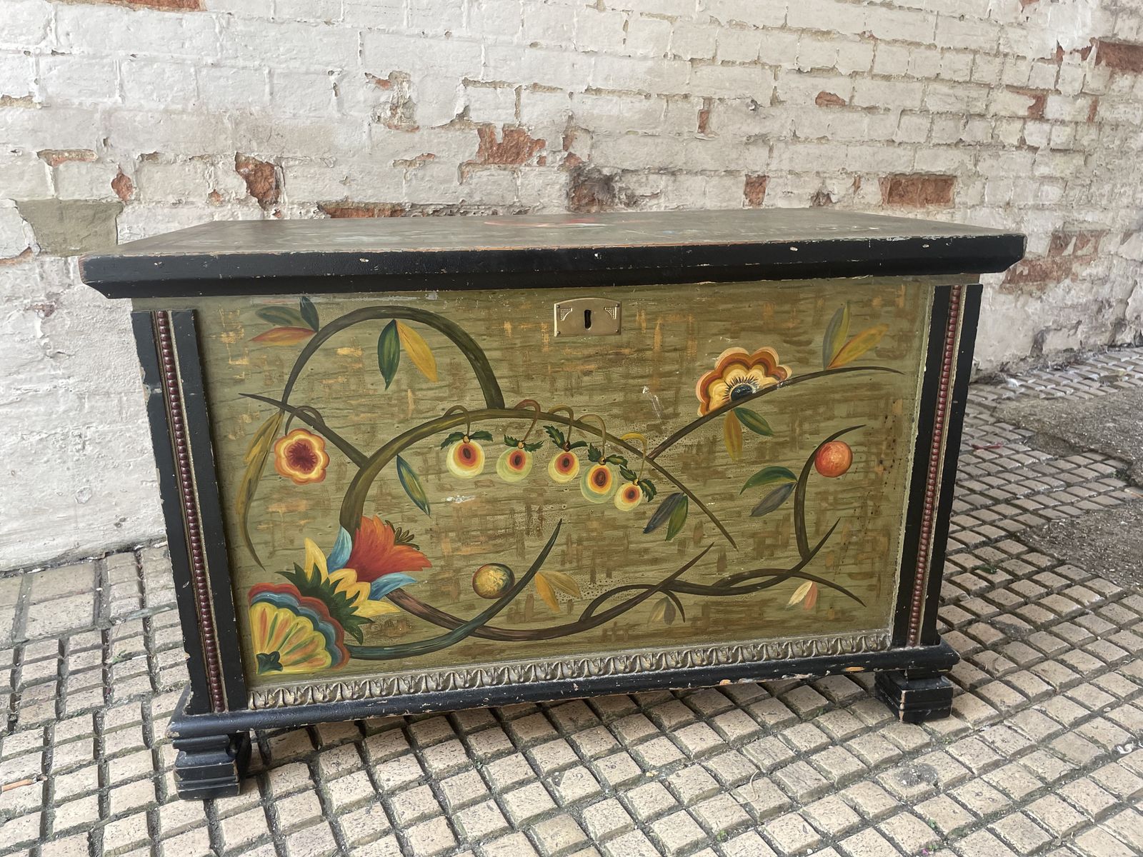 Vintage European Folk Art Painted Chest