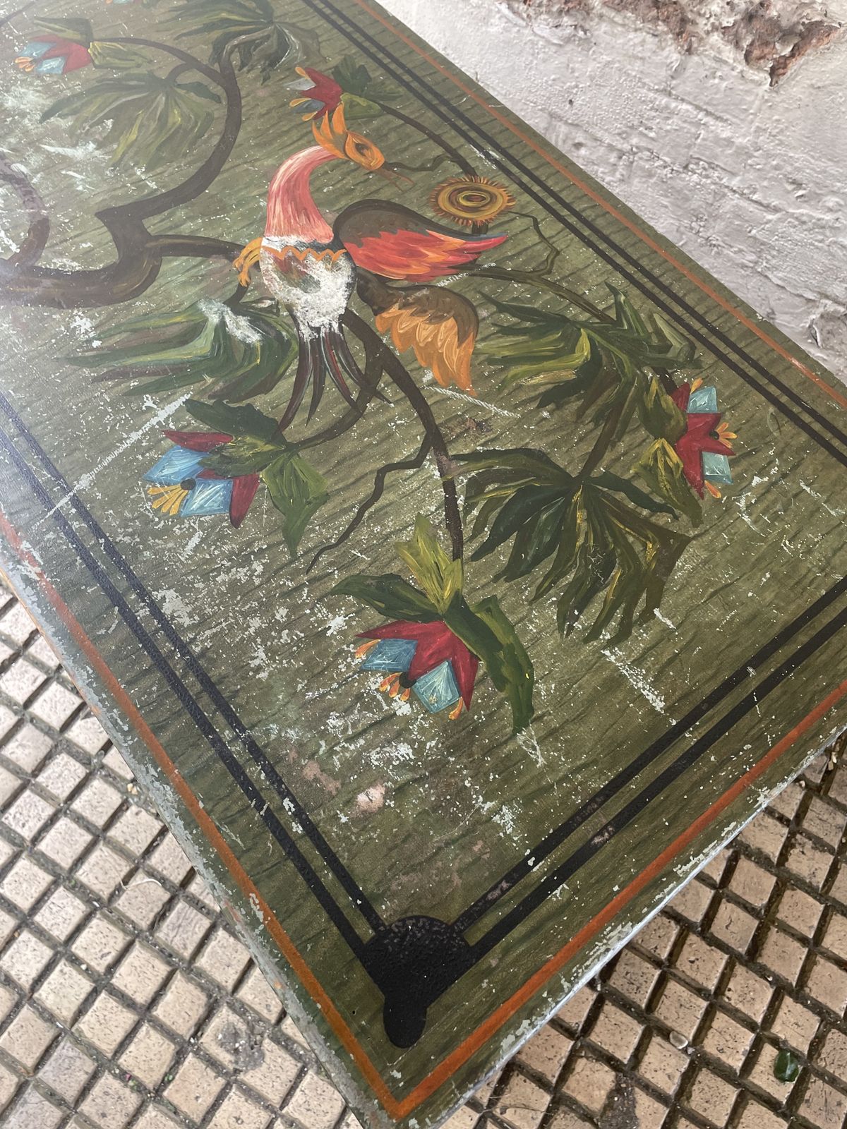 Vintage European Folk Art Painted Chest photo vinterior