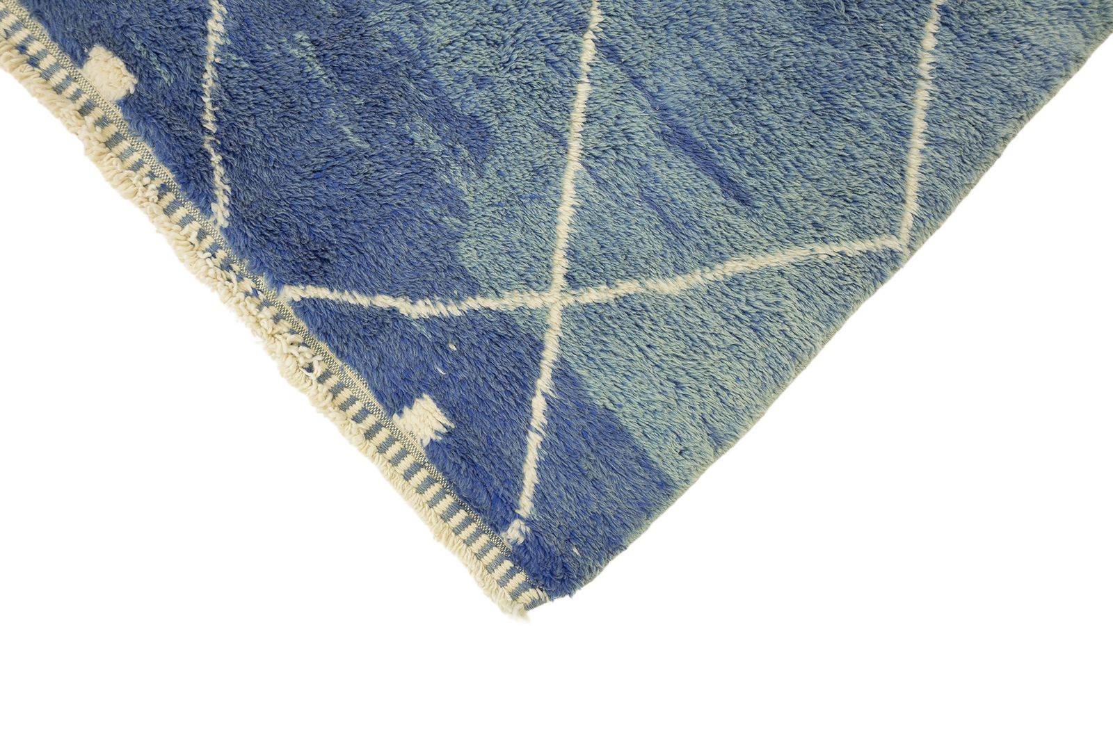 Moroccan Rug, 351 × 302 Cm, Blue And Ivory Diamond Pattern photo 4800.0