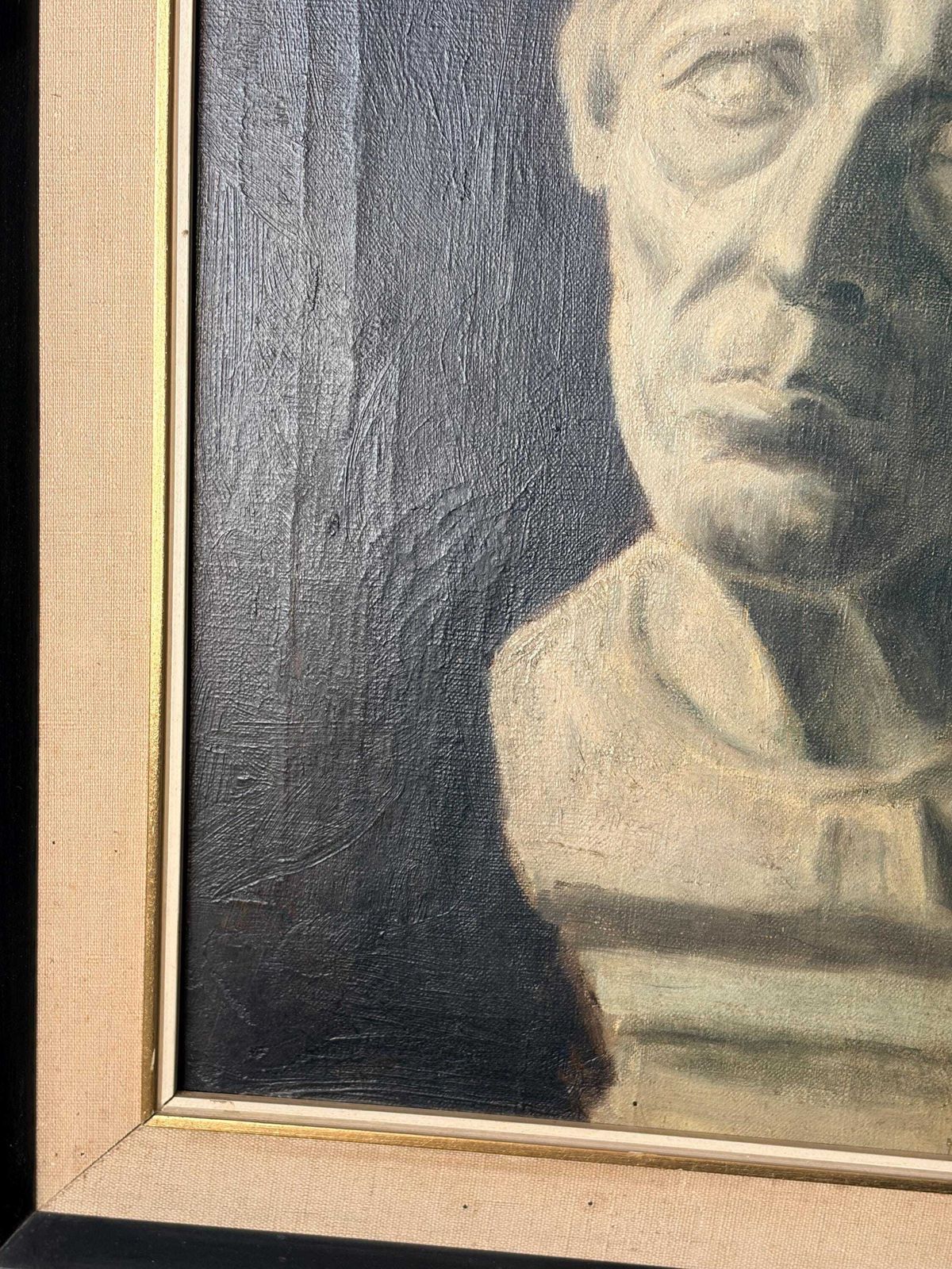 Vintage Oil Portrait Painting, Dark Academia Wall Art, Moody Antique Style Framed Portrait, Character Artwork photo vinterior