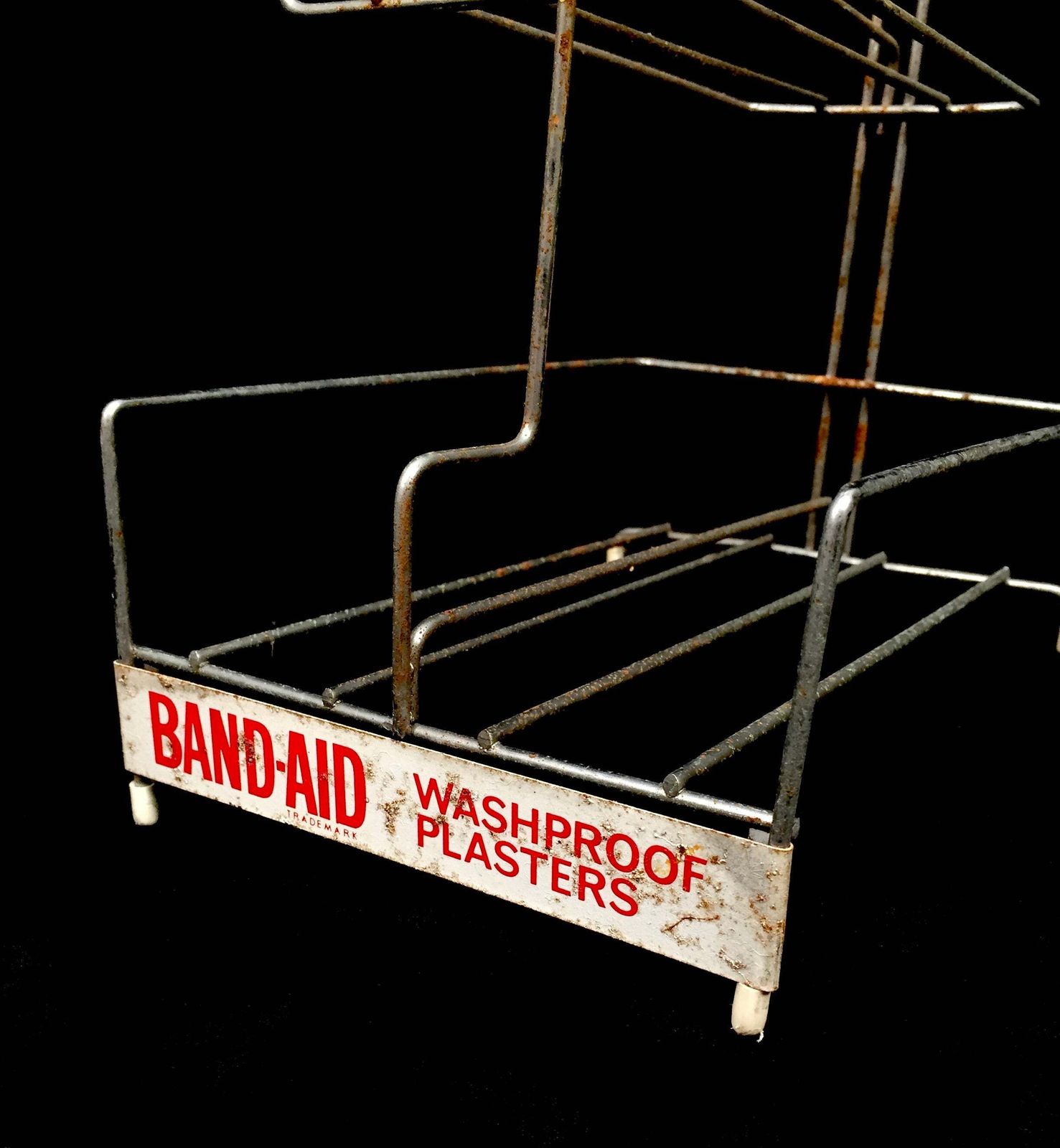 Antique Advertising Tabletop Chemists Shop Display Band Aid Plasters Wire Stand photo for sale