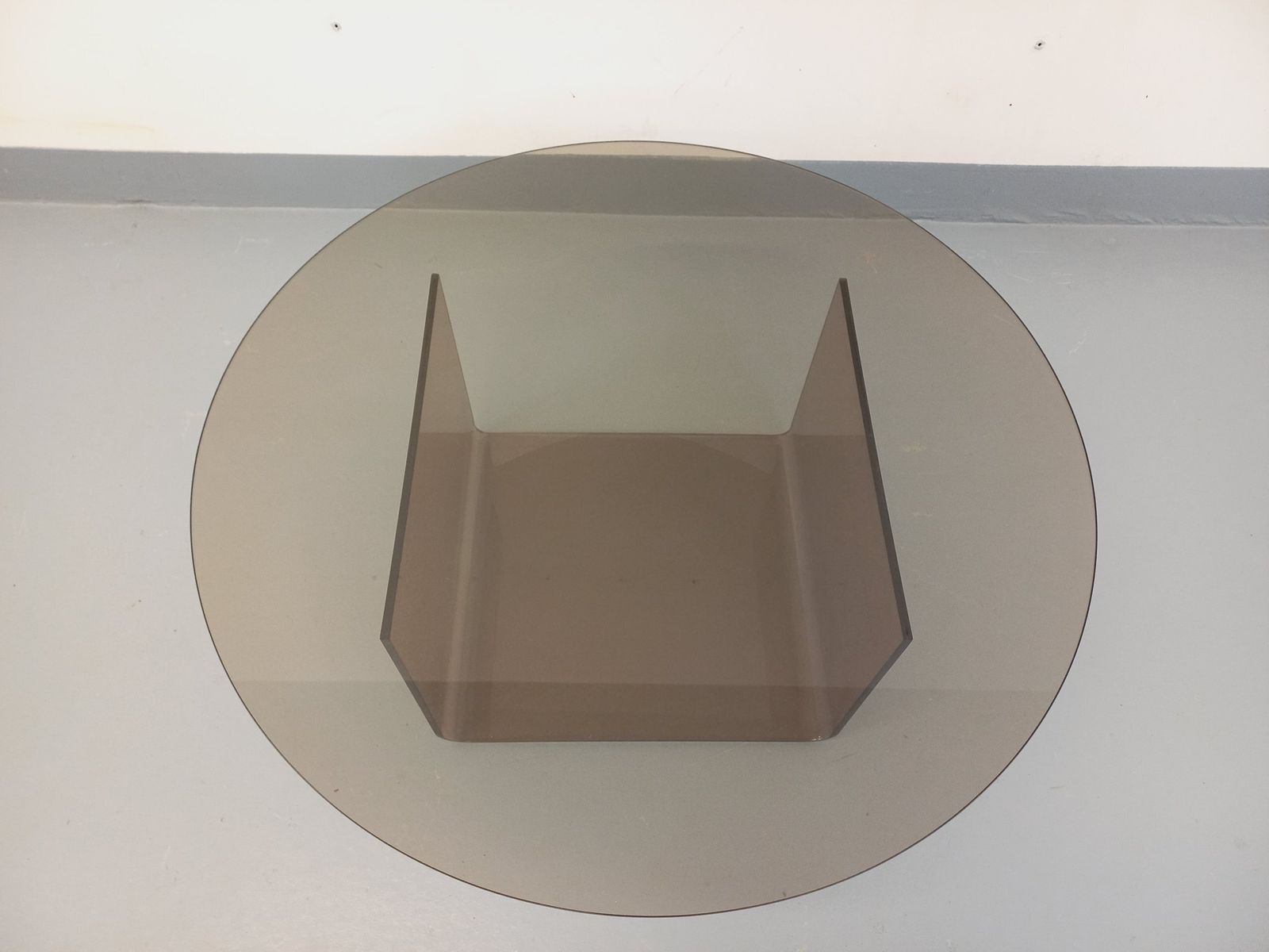 Round Space Age Coffee Table In Smoked Glass And Plexiglass photo vintage