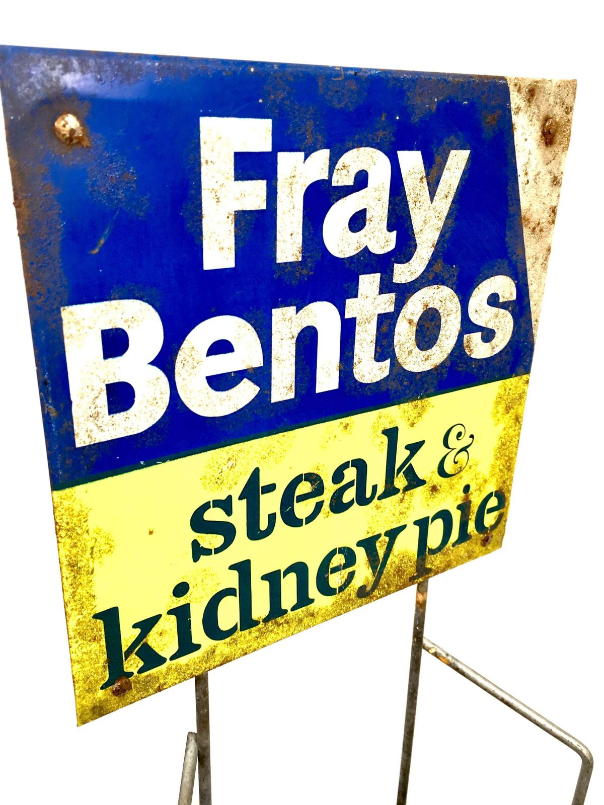 Antique Advertising Shop Counter Display Stand Fray Bentos Pie Metal Sign 1950s photo Furniture