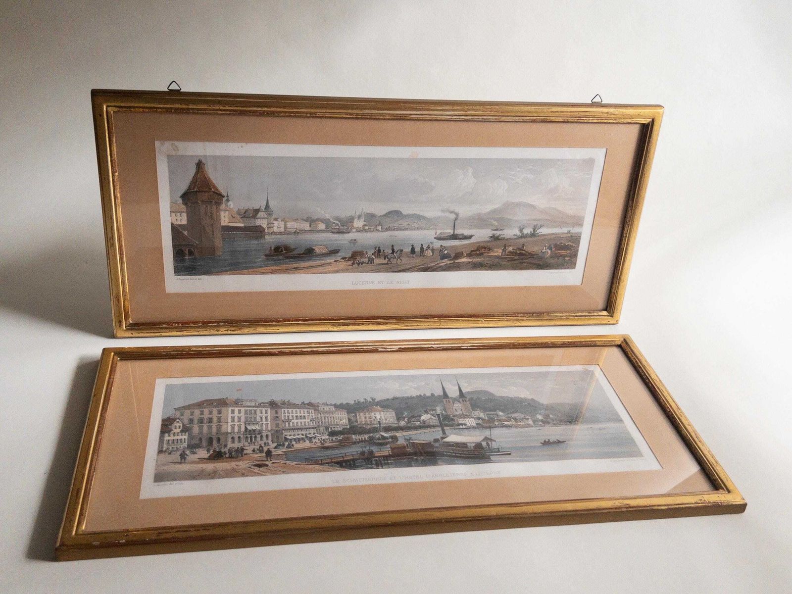 Rare Swiss Lithographs: Lucerne By Jean Jacottet | 1960s Blanchoud Edition | Framed Vintage Art, Pair photo furniture