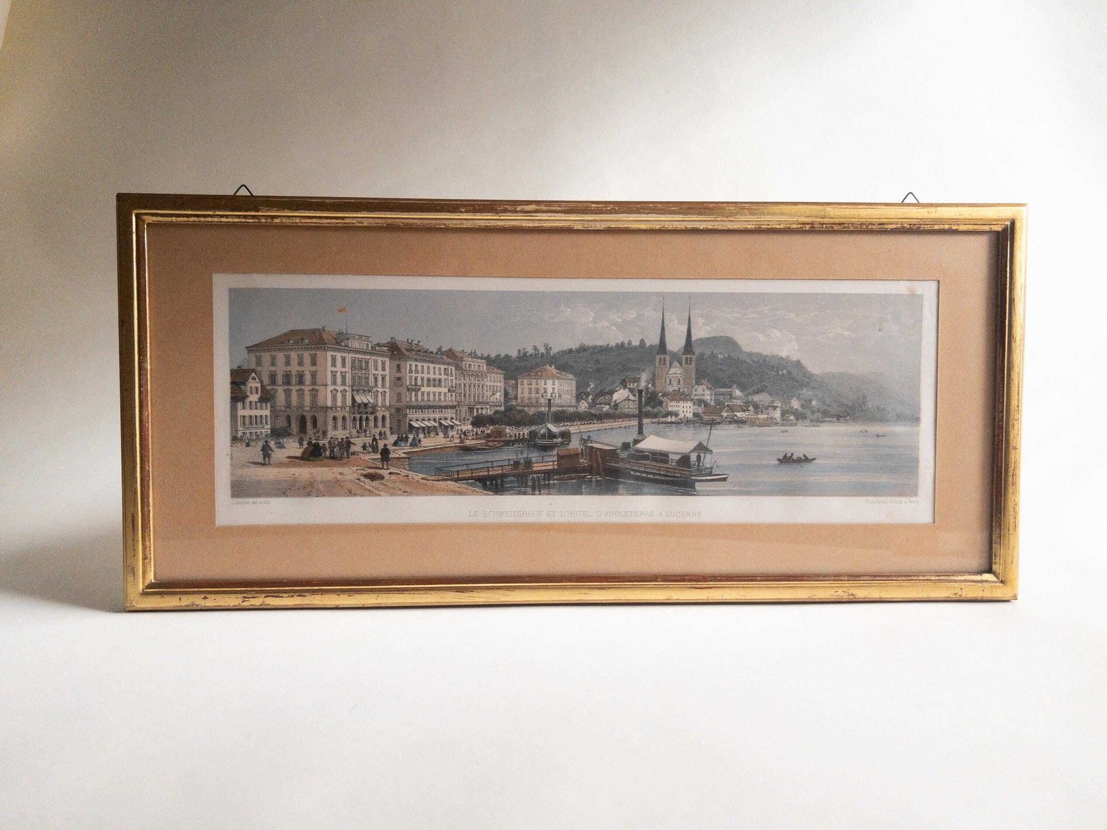 Rare Swiss Lithographs: Lucerne By Jean Jacottet | 1960s Blanchoud Edition | Framed Vintage Art, Pair photo for sale