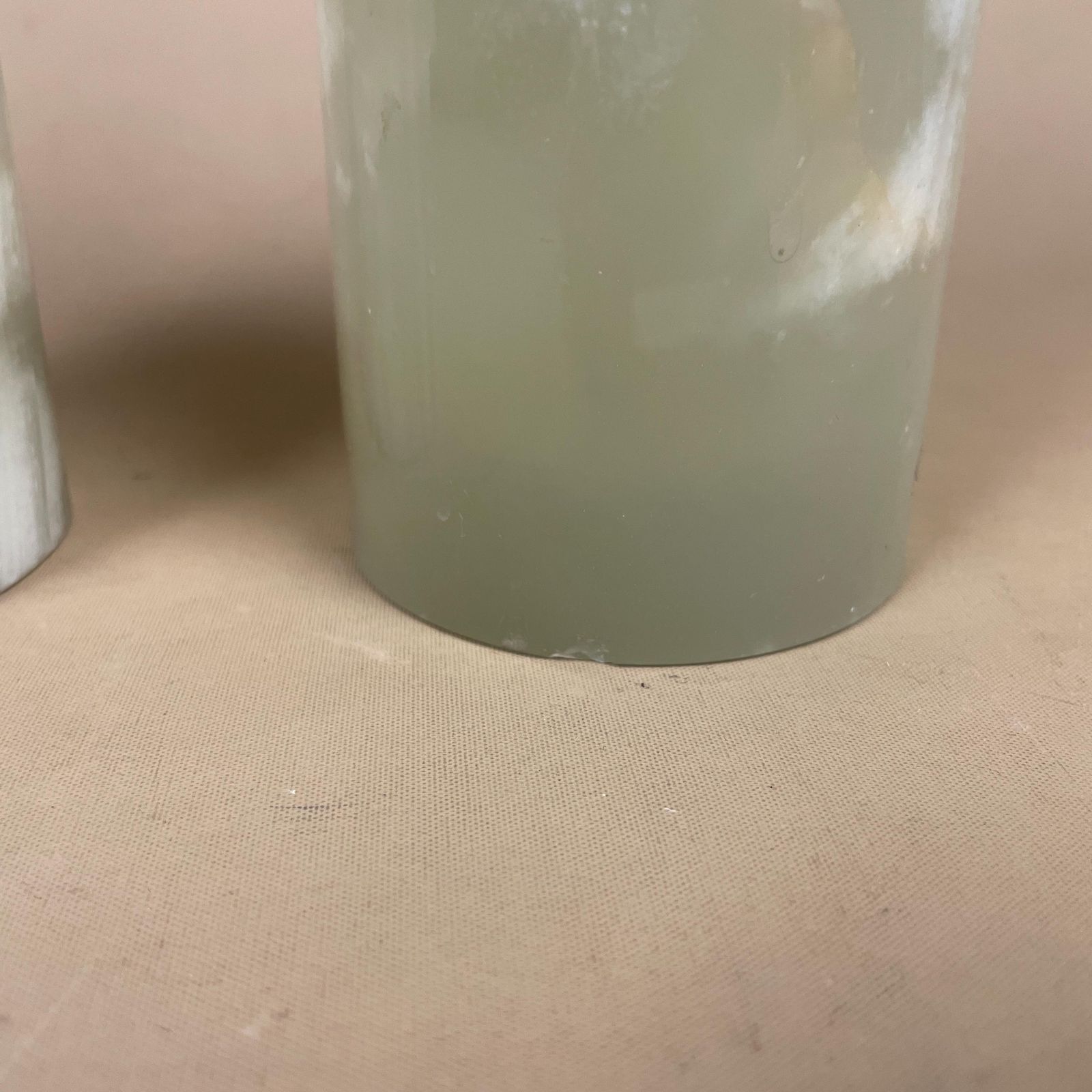 95.0 Pair Marble Pillar Candle Holders Natural Onyx Green White Cylinders Tea Light Holder Round Vintage Decor Table Mantle Display Natural Set photo