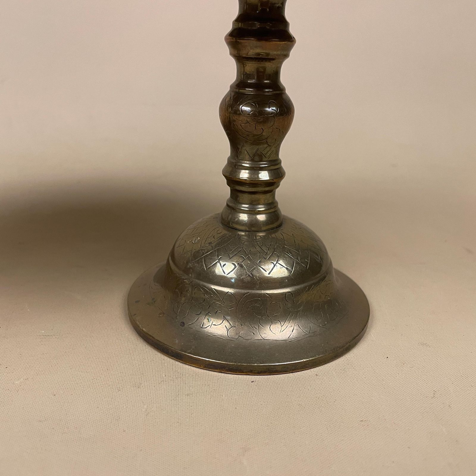 Antique Matching Pair Of Gold Brass Metal Candlestick Candle Stick Holders Holder Vintage Round Taper Dinner Candlesticks Engraved Indian photo Home Decor