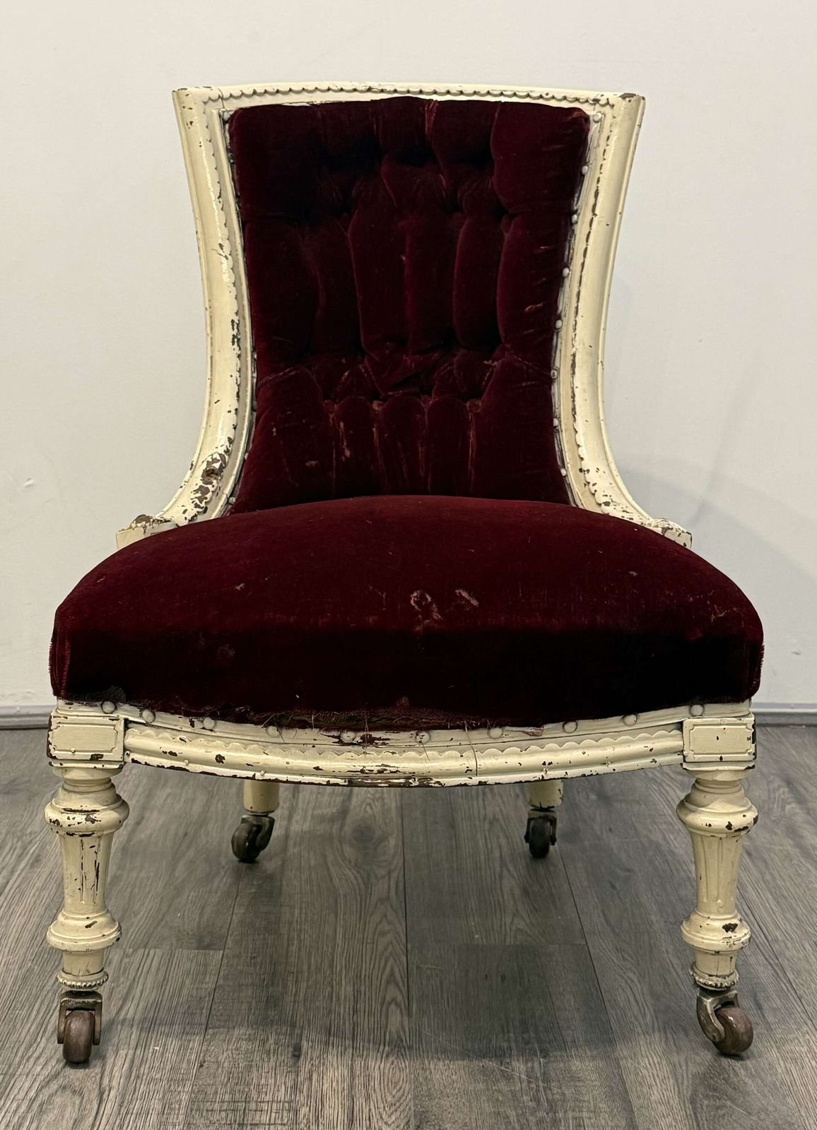 Victorian Red Velvet Chair, 1800s photo for sale