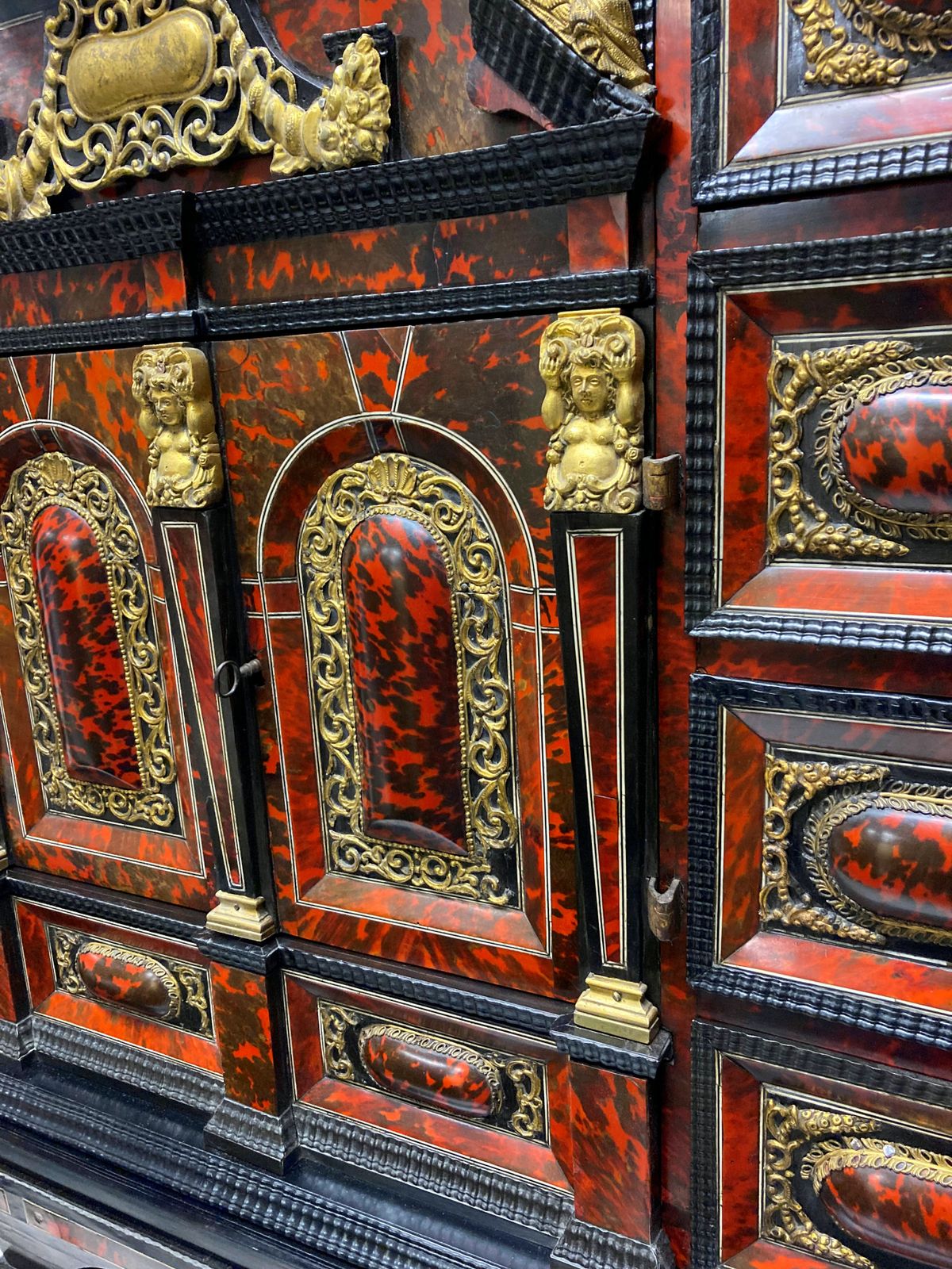 photo furniture A Fine Late XVII Century Flemish Tortoiseshell Architectural Cabinet On Stand