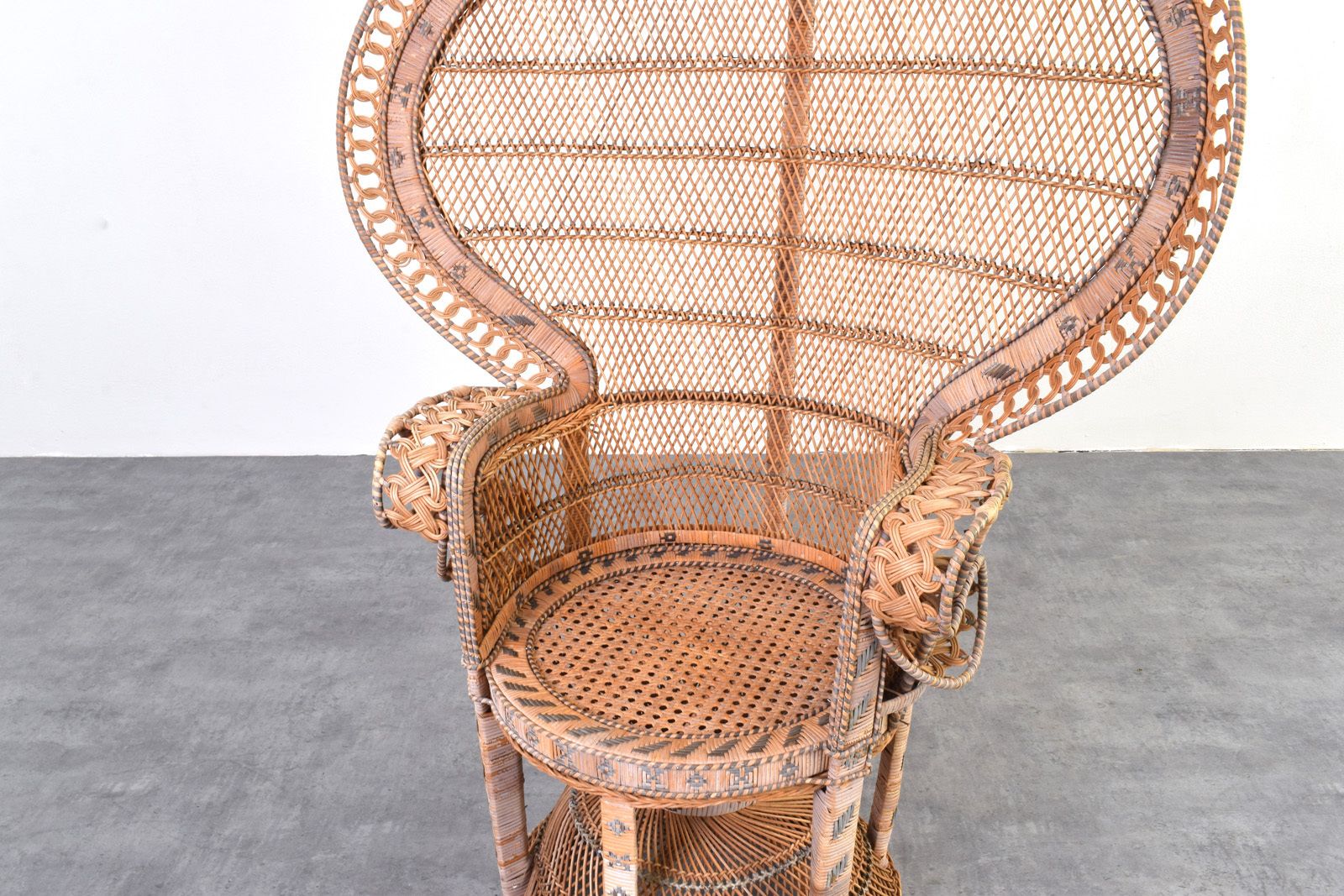 photo for sale Mid Century Wicker Peacock Emmanuelle Chair From Kok Maison, 1970s