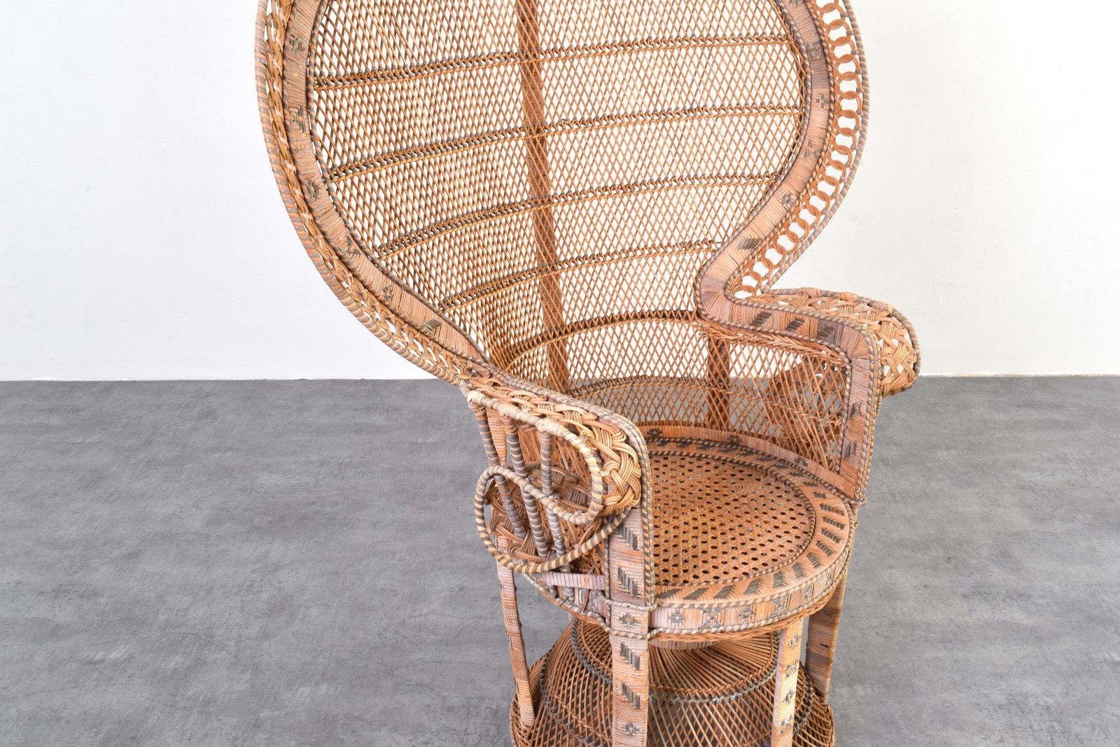 Furniture Mid Century Wicker Peacock Emmanuelle Chair From Kok Maison, 1970s photo