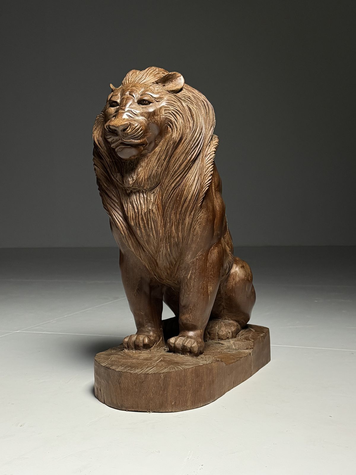 Woodcarving Statue Lion Asian, Late 20th Century photo furniture