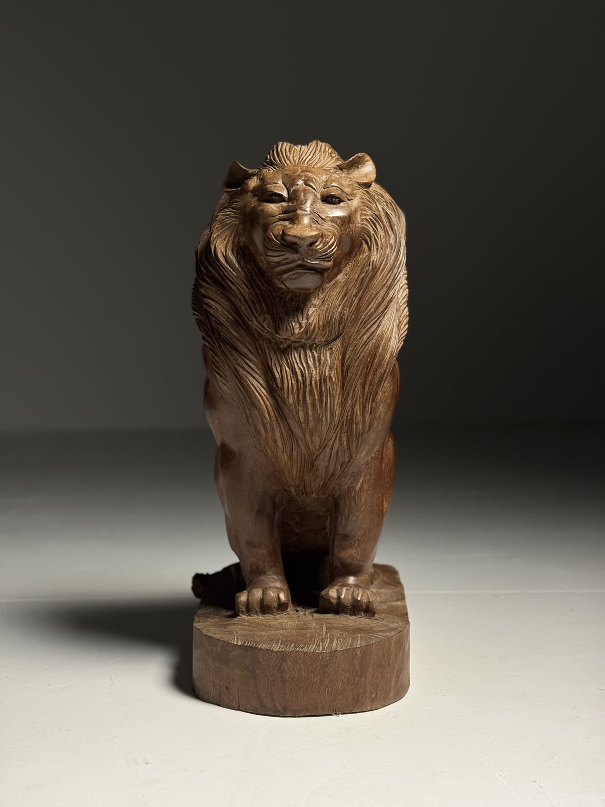 Woodcarving Statue Lion Asian, Late 20th Century photo vintage